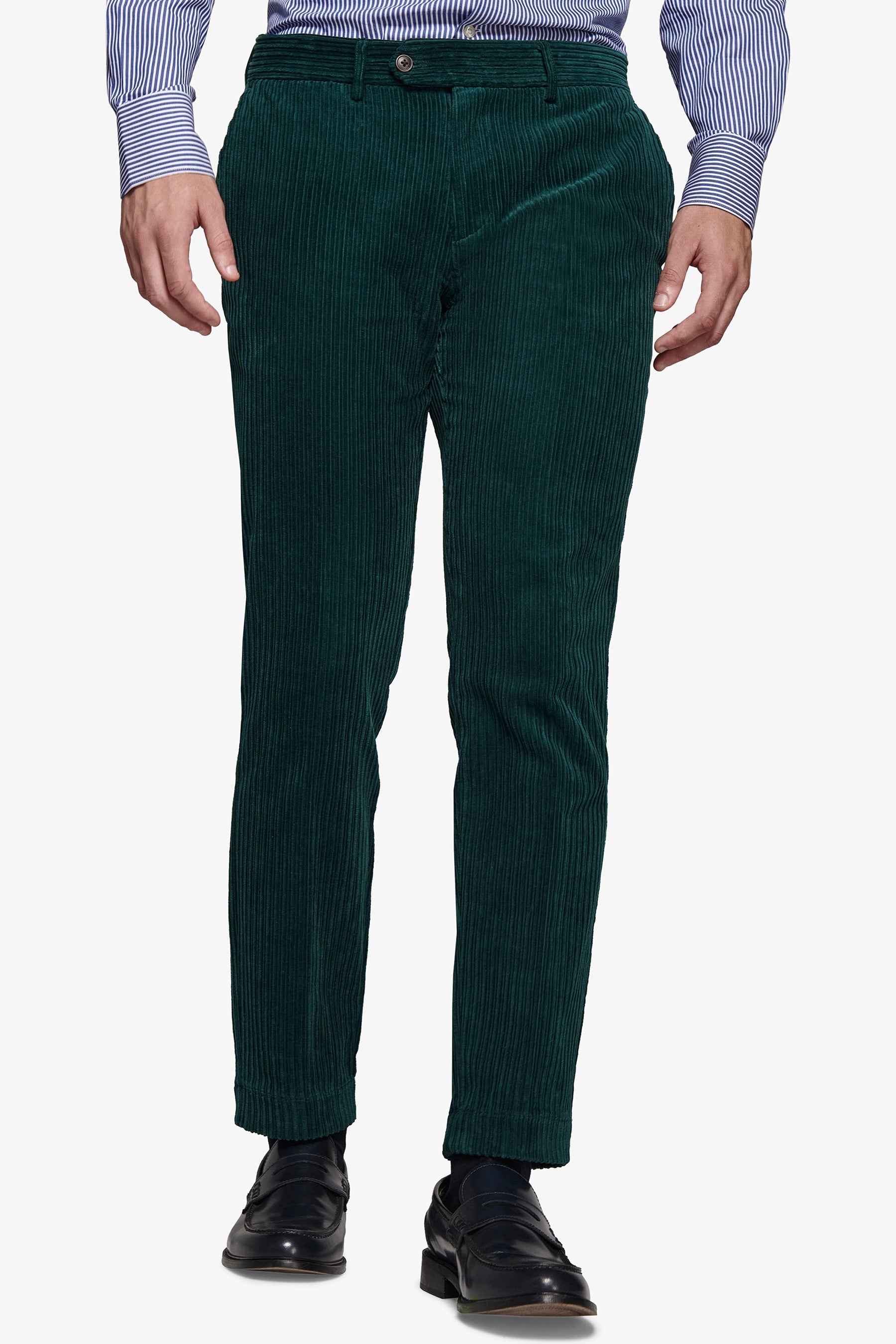 Pantaloni da abito in velluto rocciatore ottanio slim-Dan John