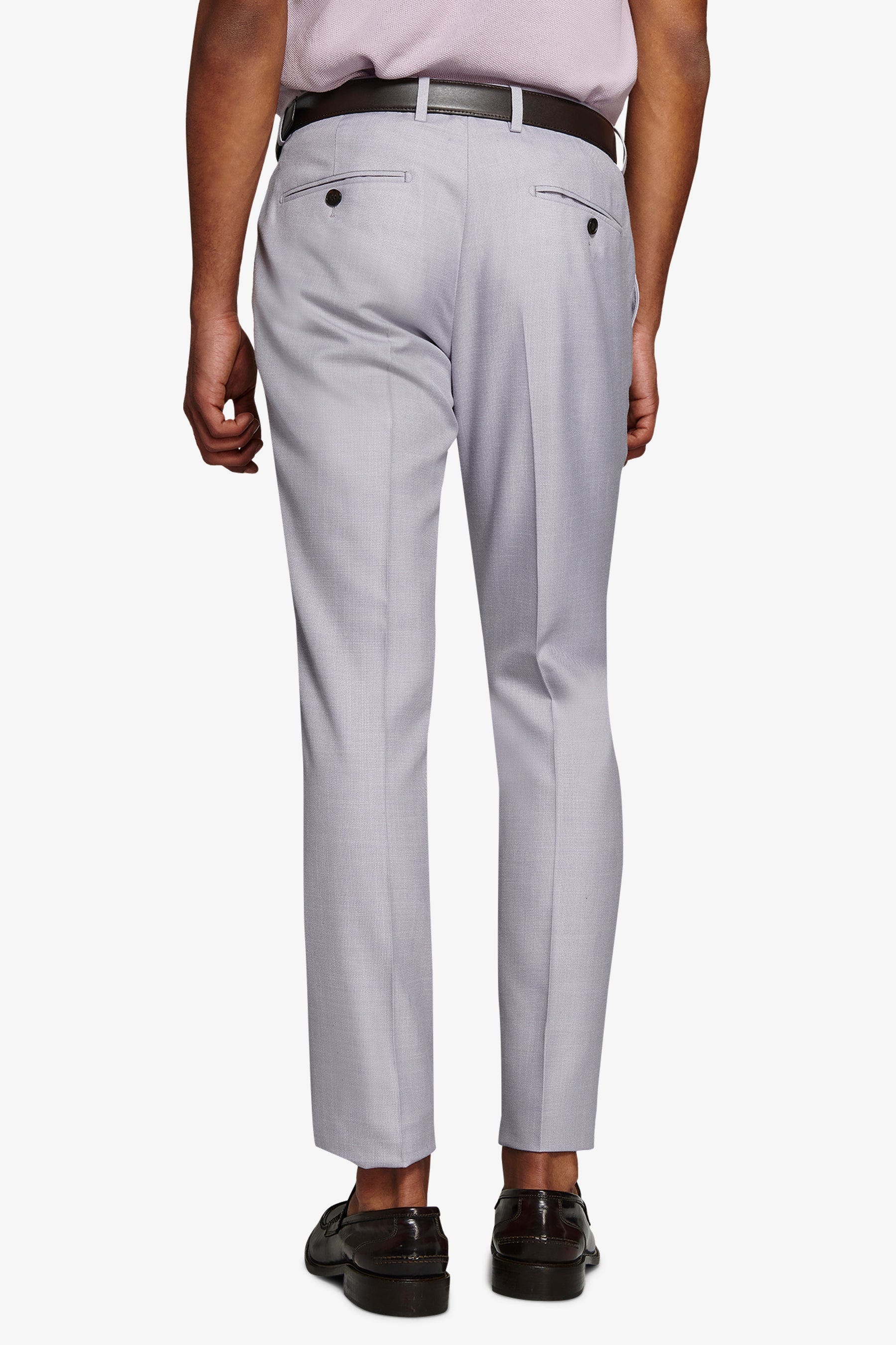 Pantalone da abito misto lino fiammato lavanda slim-Dan John