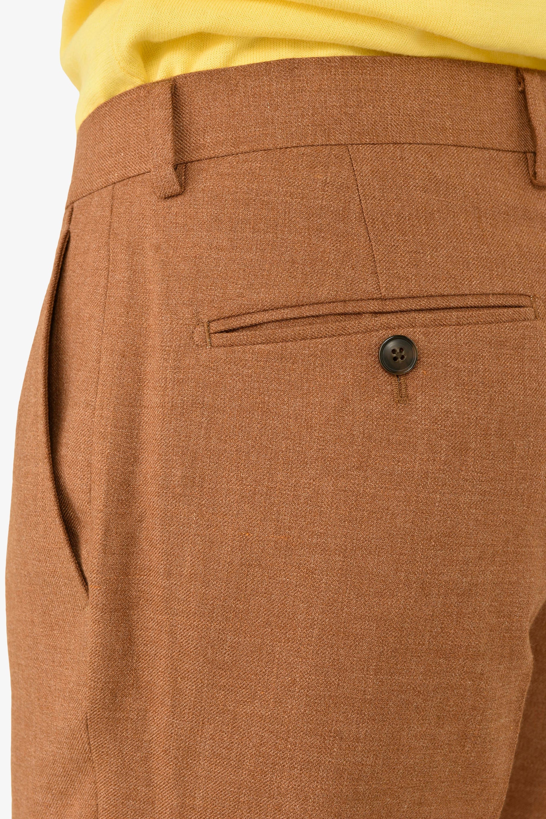 Pantalone da abito misto lino fiammato tabacco slim-Dan John