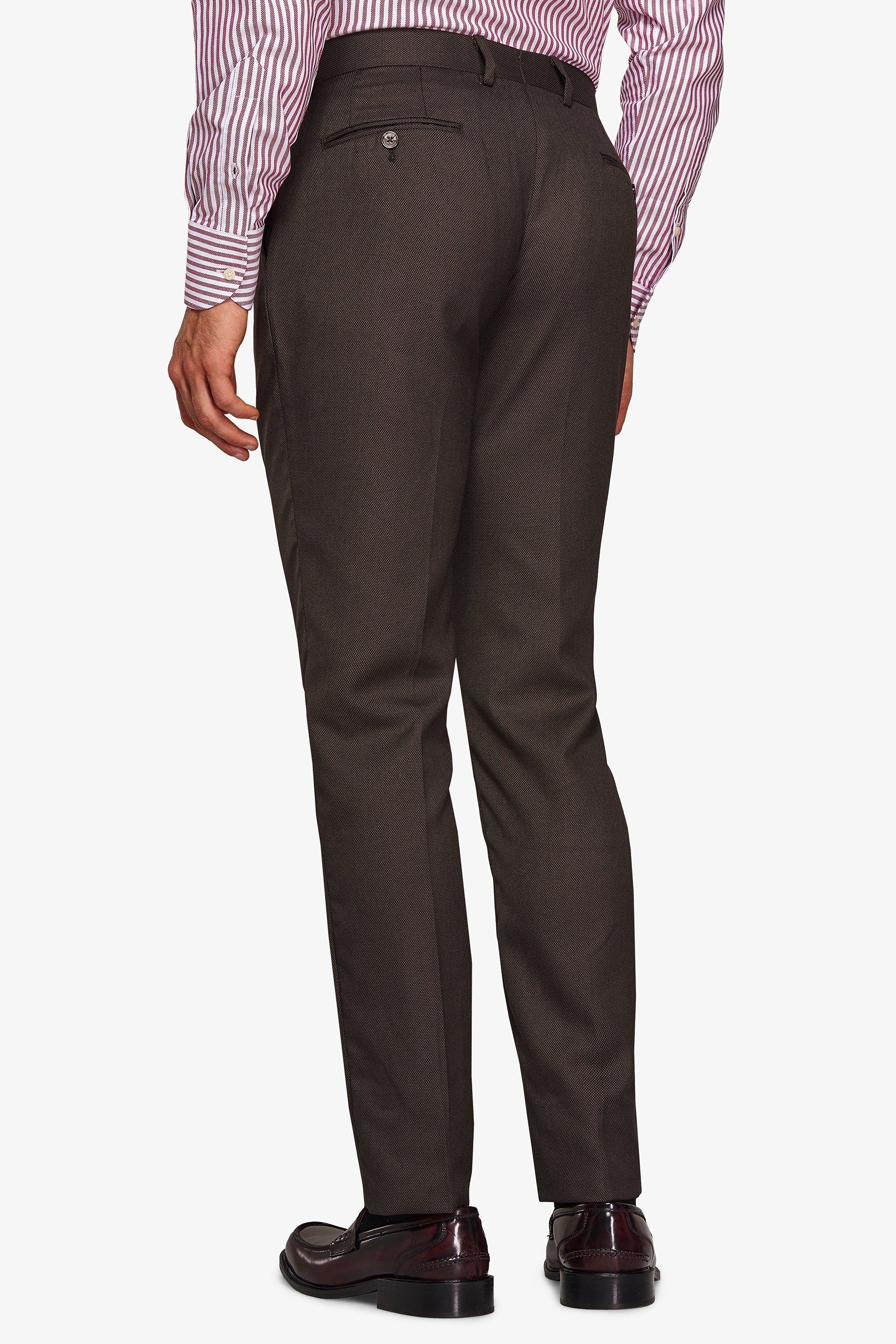 Pantaloni da abito occhio di pernice marrone-Dan John