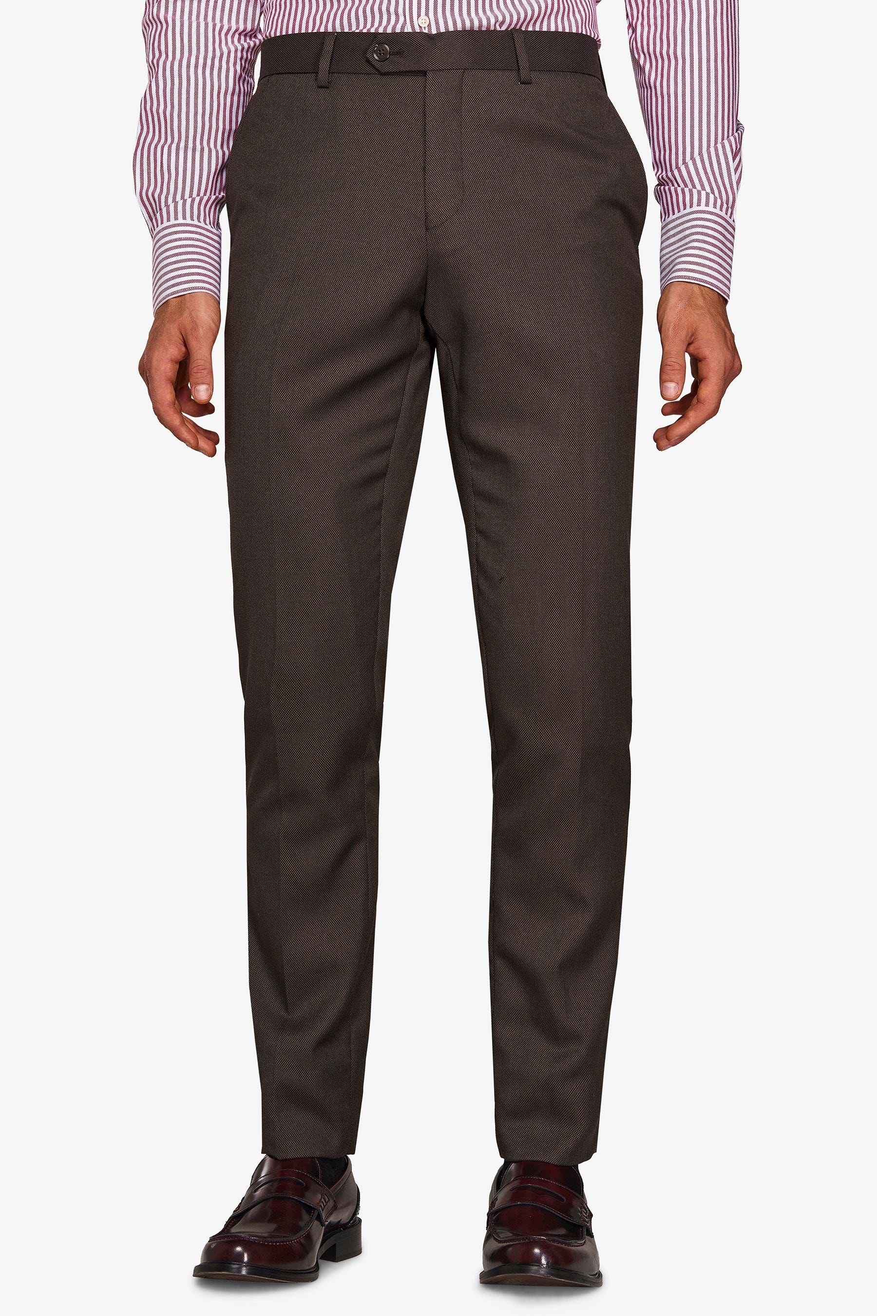 Pantaloni da abito occhio di pernice marrone-Dan John