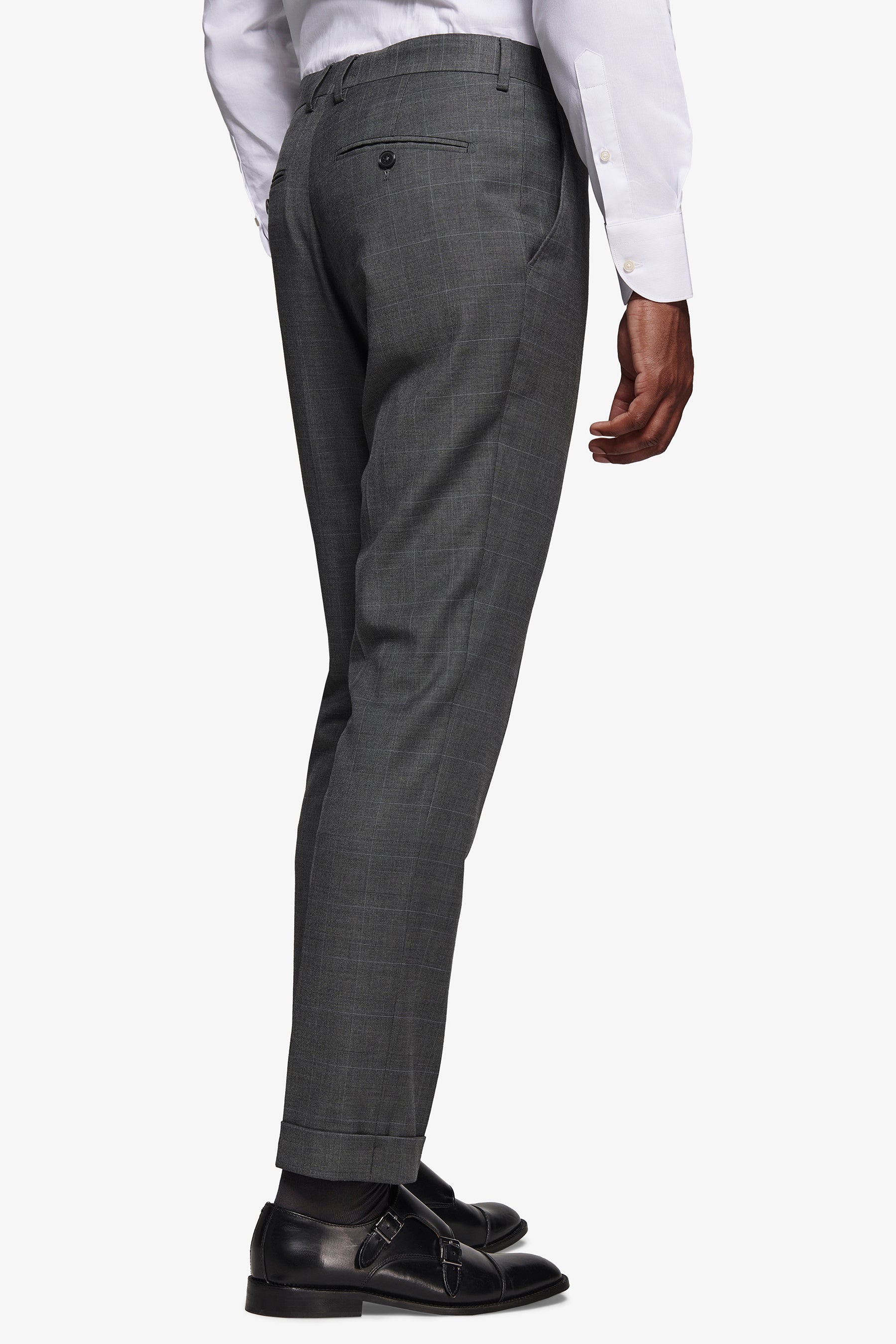 Pantaloni da abito principe di galles antracite-Dan John