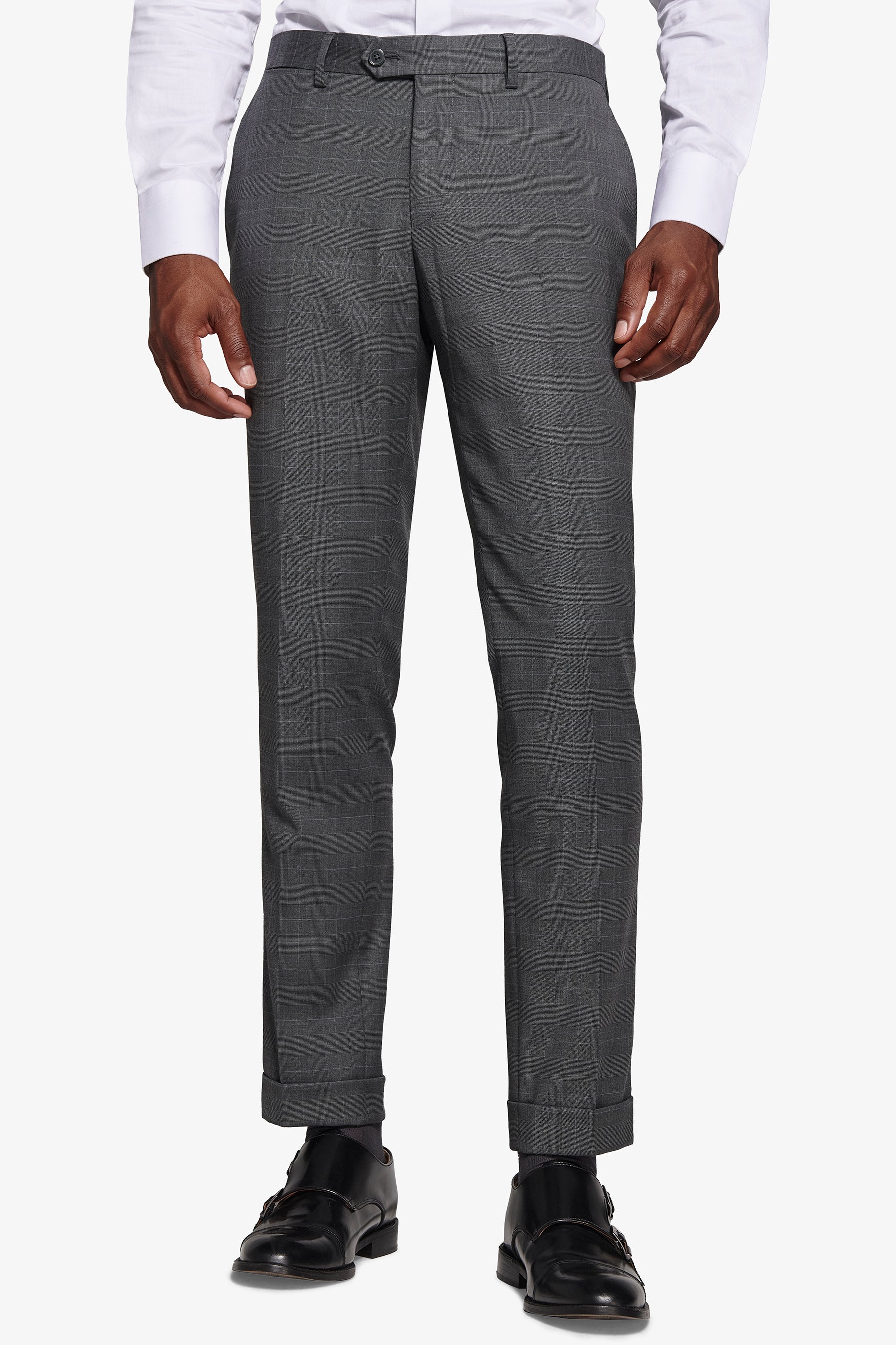 Pantaloni da abito principe di galles antracite-Dan John