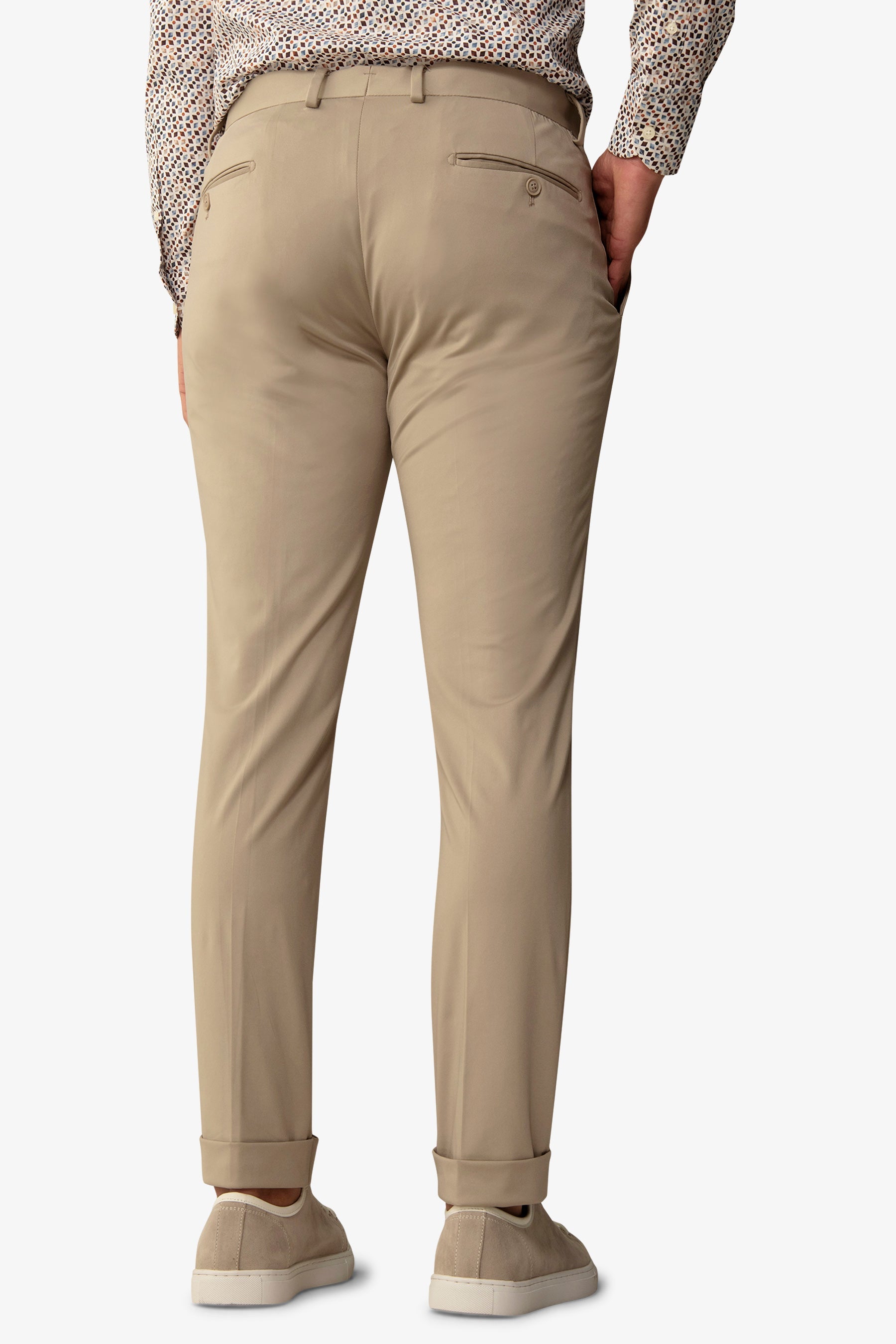 Pantalone da abito relax tech tortora slim-Dan John