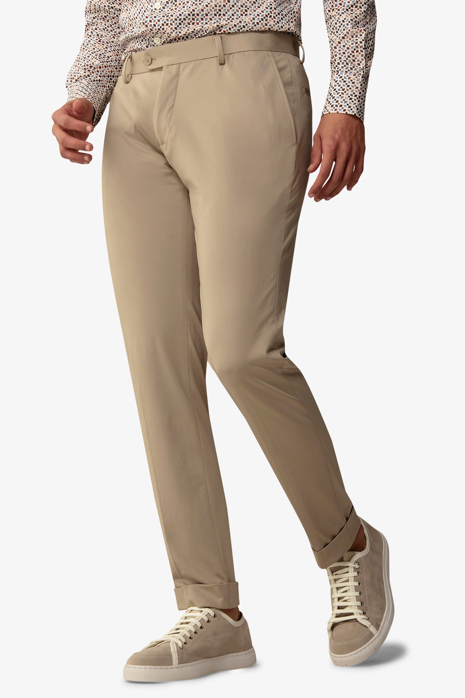 Pantalone da abito relax tech tortora slim-Dan John