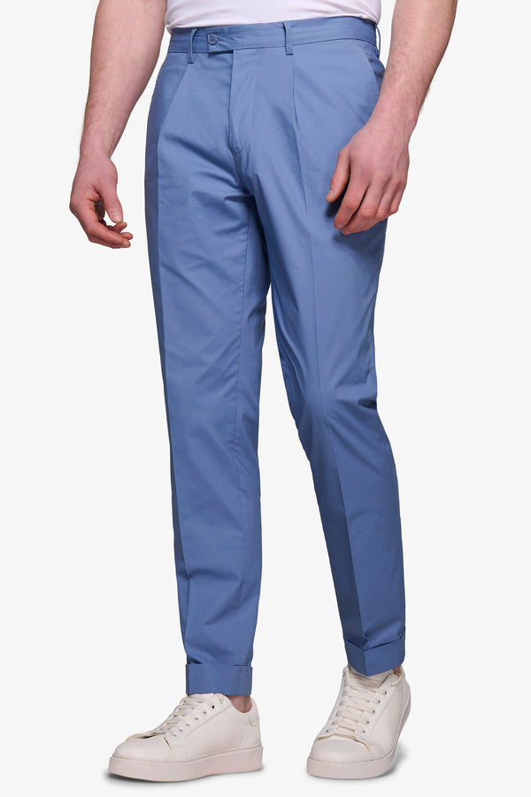 Pantalon de costume bleu turquoise en toile parachute