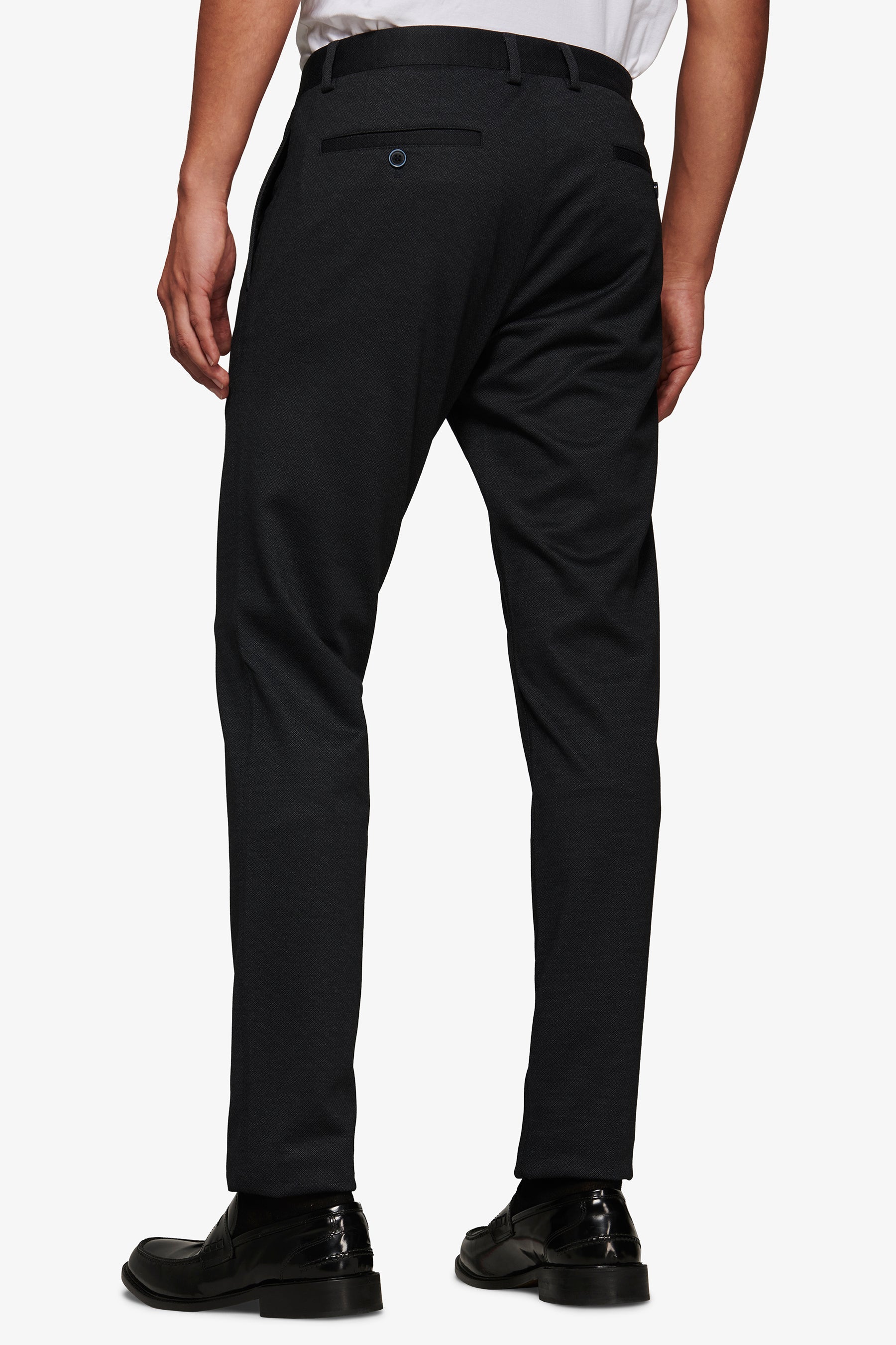 Pantaloni in jersey stretch microfantasia blu-Dan John