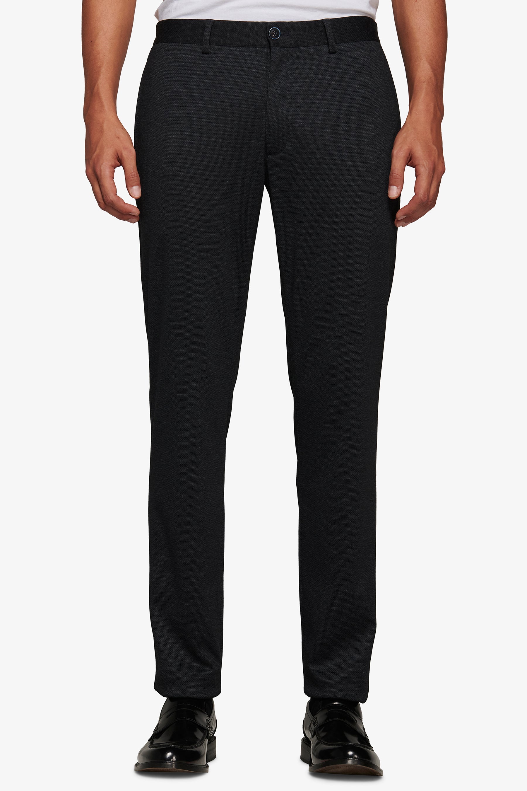 Pantaloni in jersey stretch microfantasia blu-Dan John