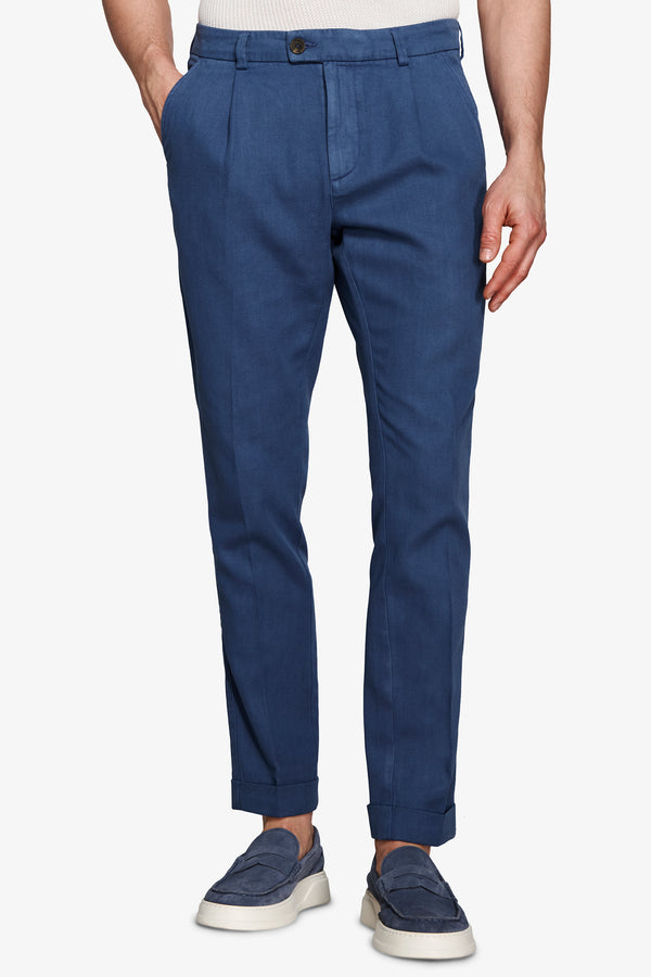 Pantalon bleu roi en sergé de cavalerie
