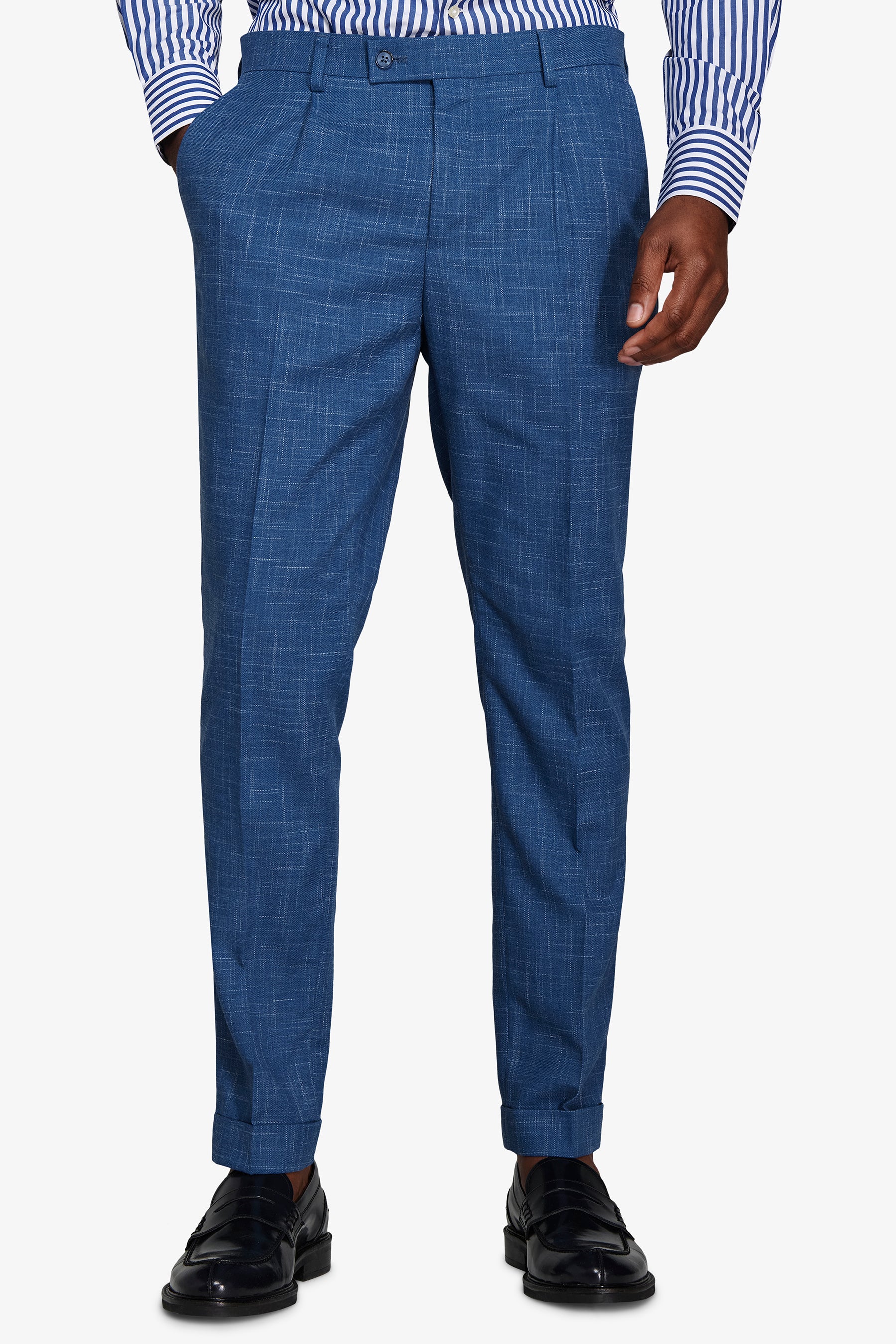 Pantaloni da abito in tela fiammata royal-Dan John
