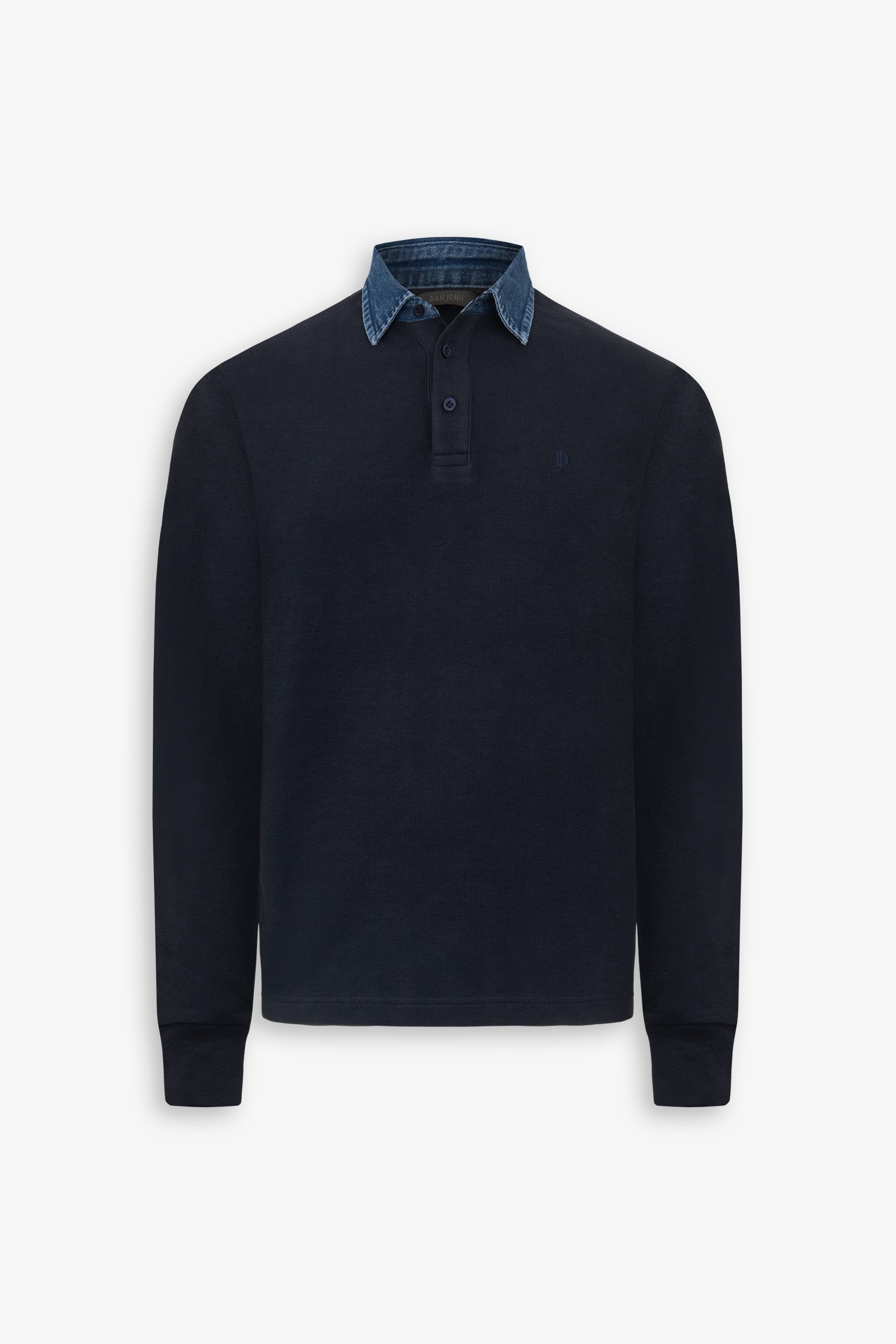 Polo collo denim blu-Dan John
