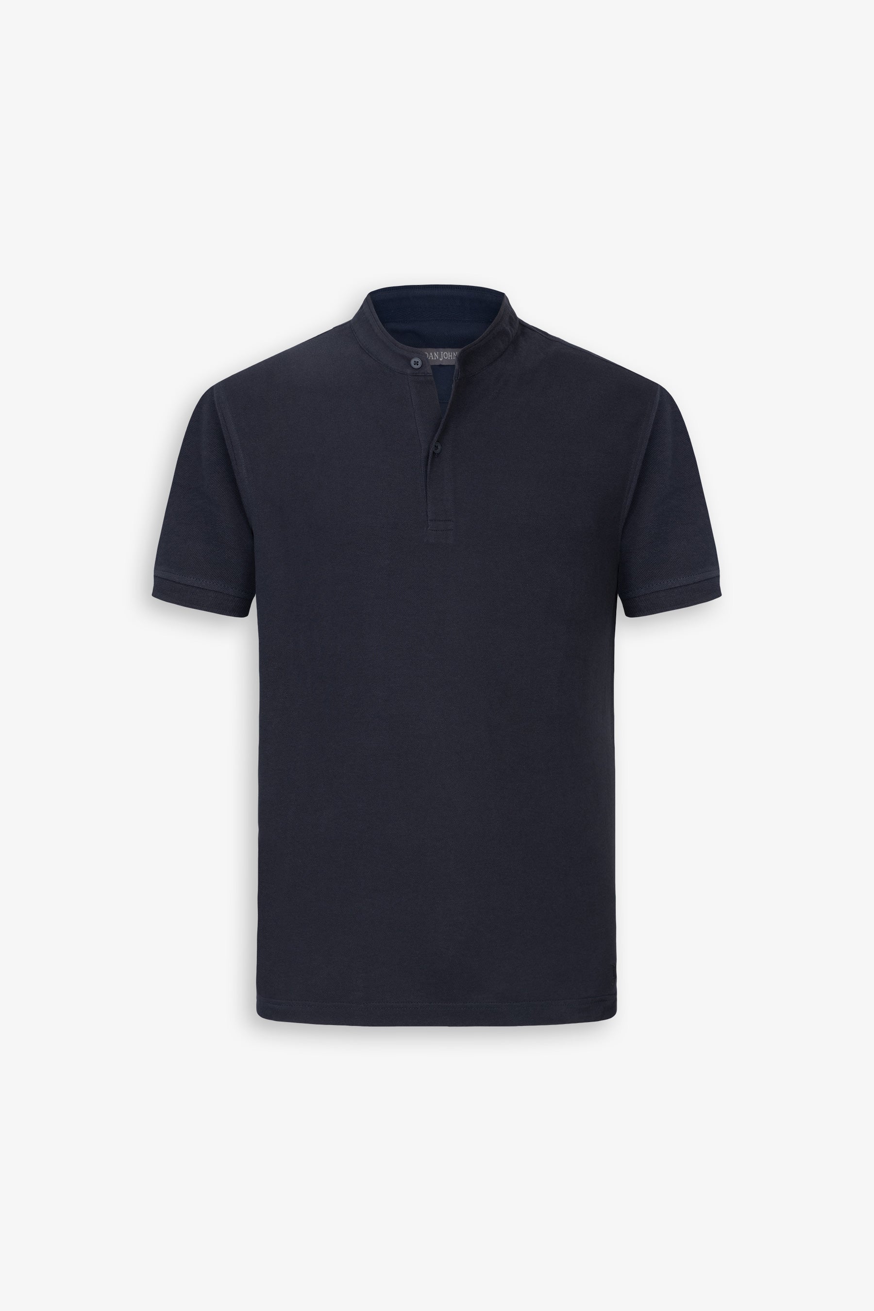 Polo coreana in piquet blu-Dan John