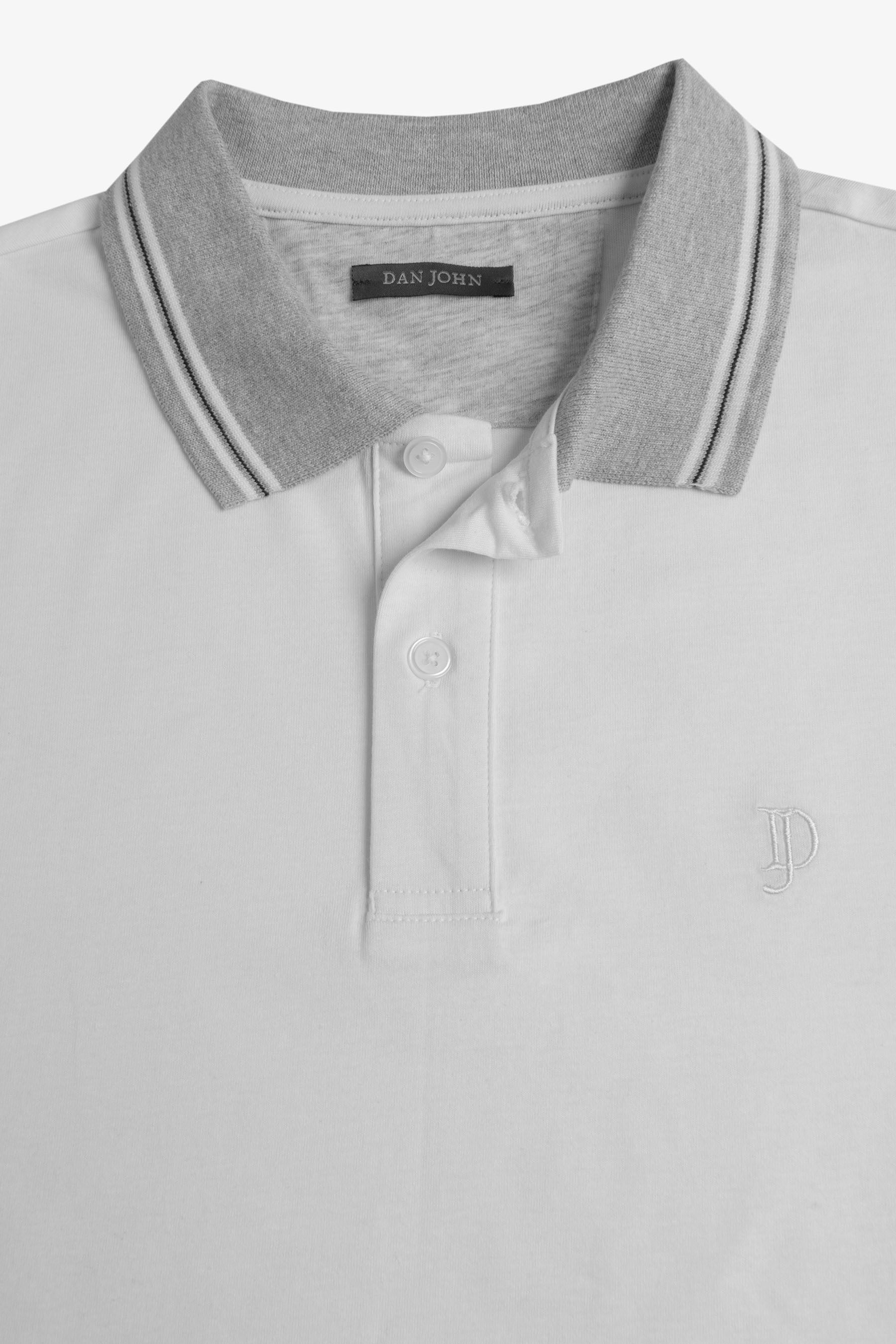 Polo in jersey con dettagli in contrasto bianca-Dan John