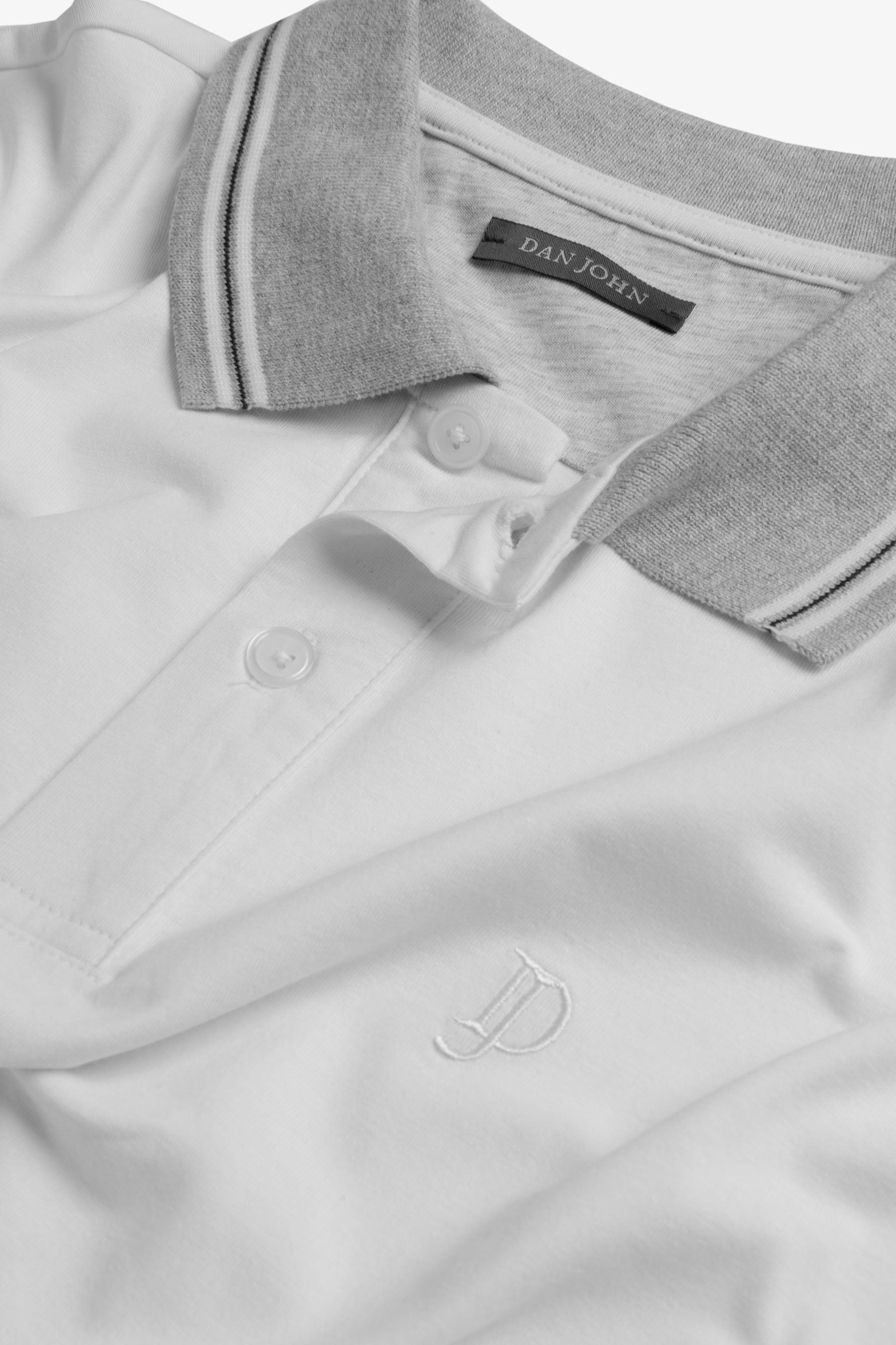 Polo in jersey con dettagli in contrasto bianca-Dan John