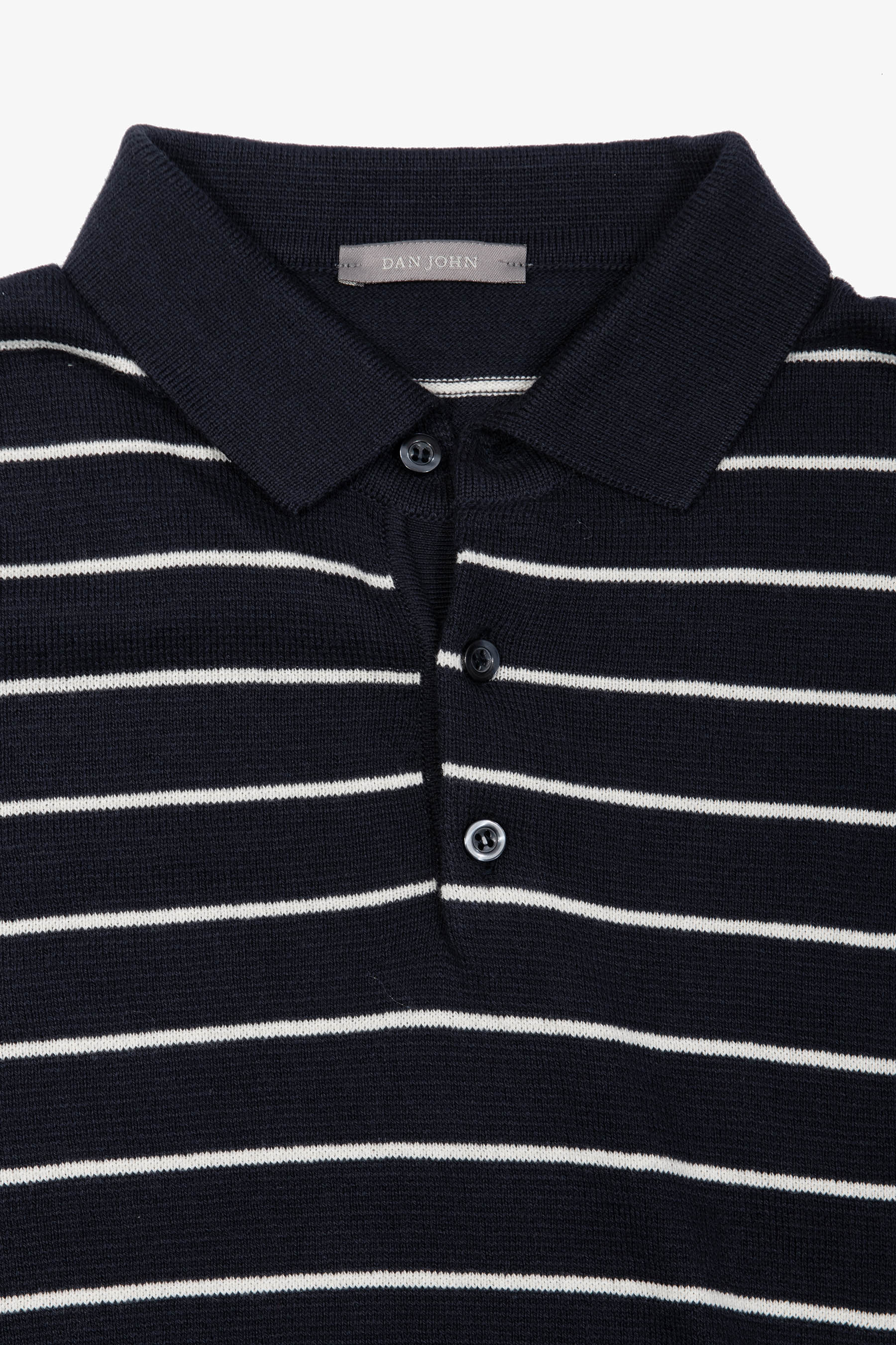 Polo in maglia a righe contrasto navy-Dan John