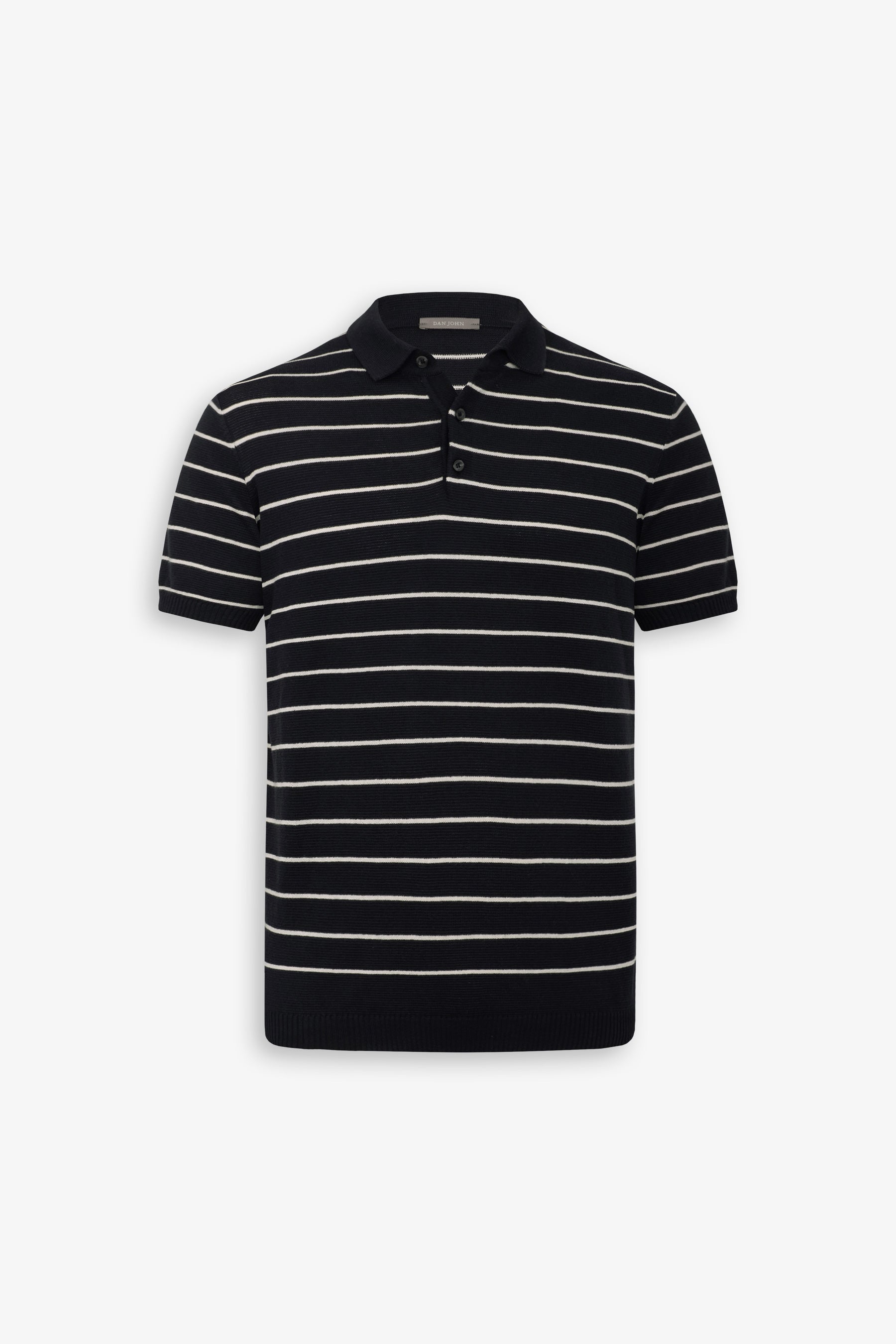 Polo in maglia a righe contrasto navy-Dan John