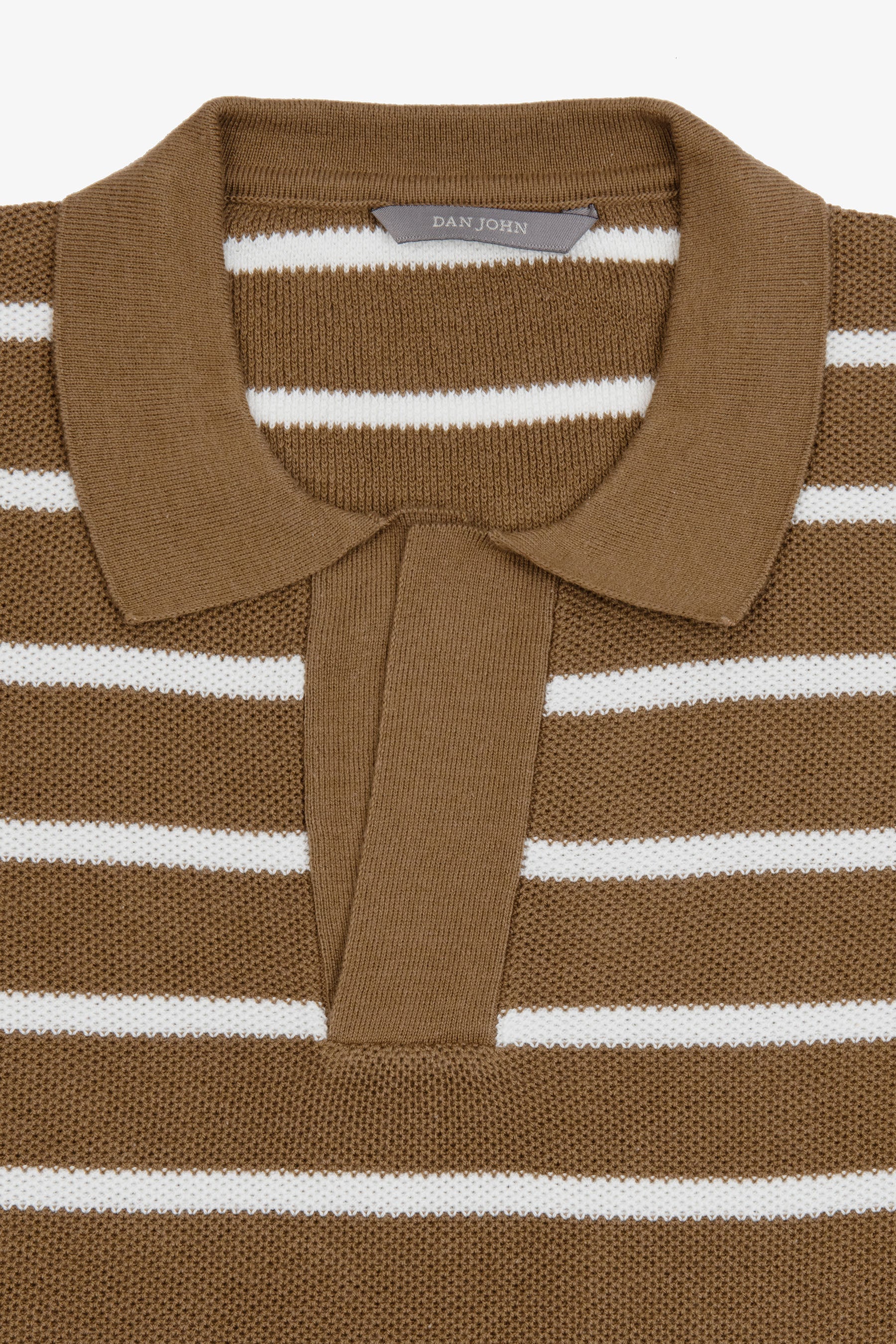 Polo in maglia collo aperto a righe beige-Dan John