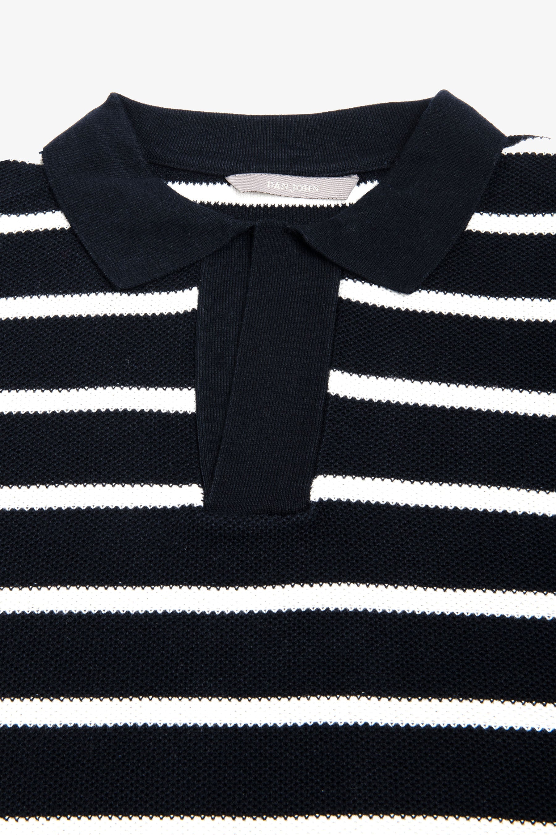Polo in maglia collo aperto a righe blu-Dan John