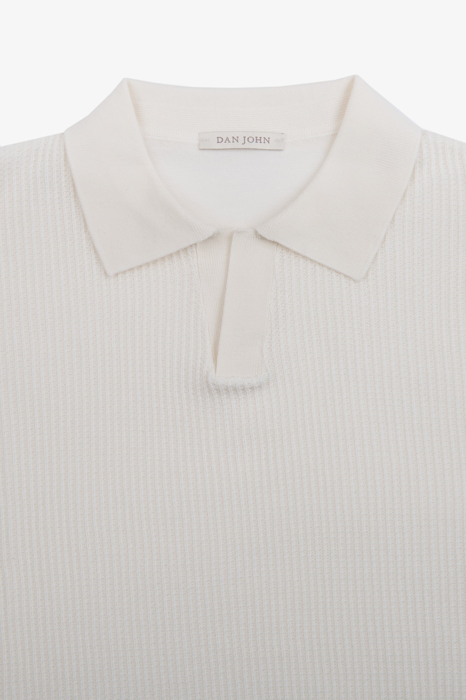 Polo in maglia collo aperto armaturata panna-Dan John