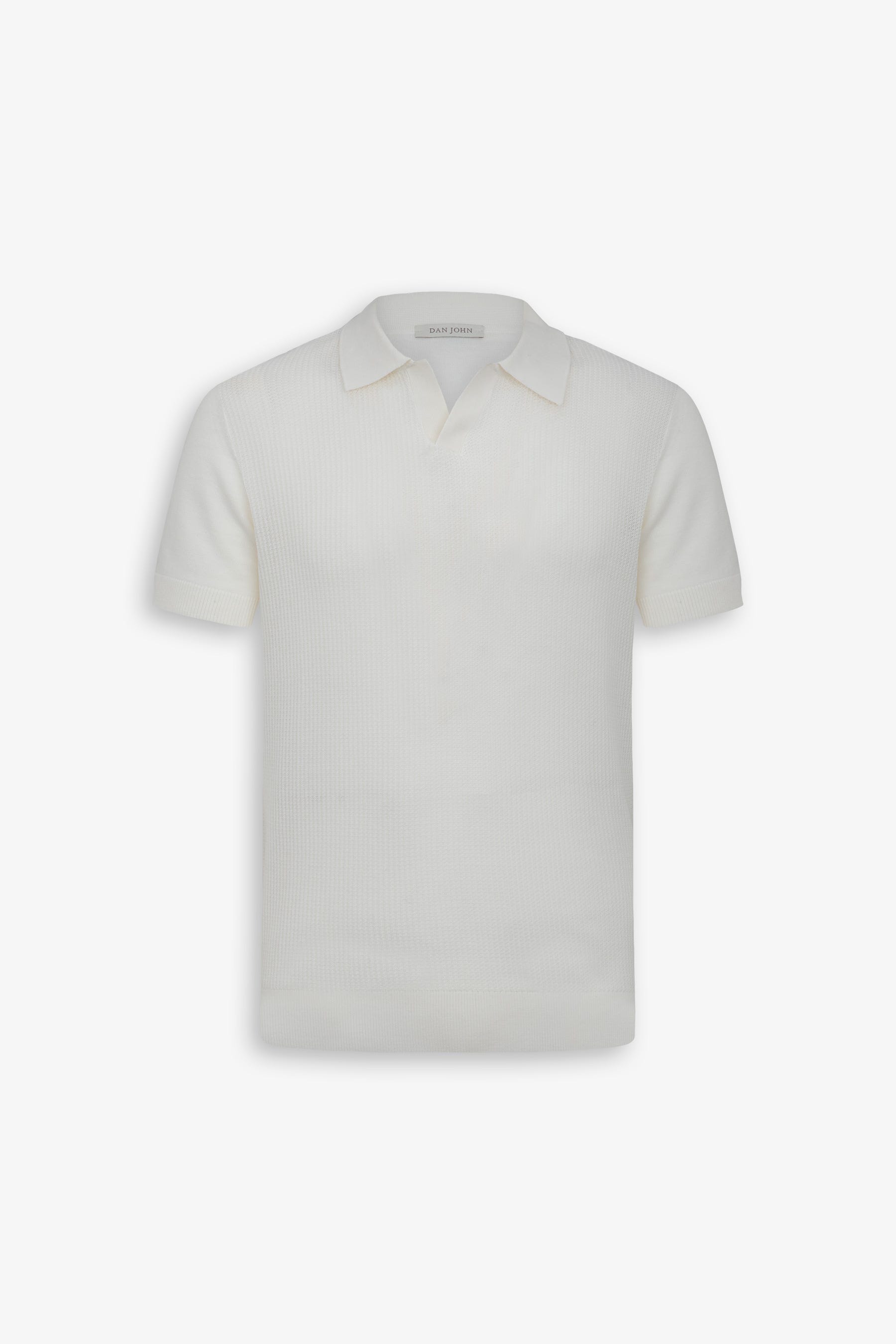 Polo in maglia collo aperto armaturata panna-Dan John