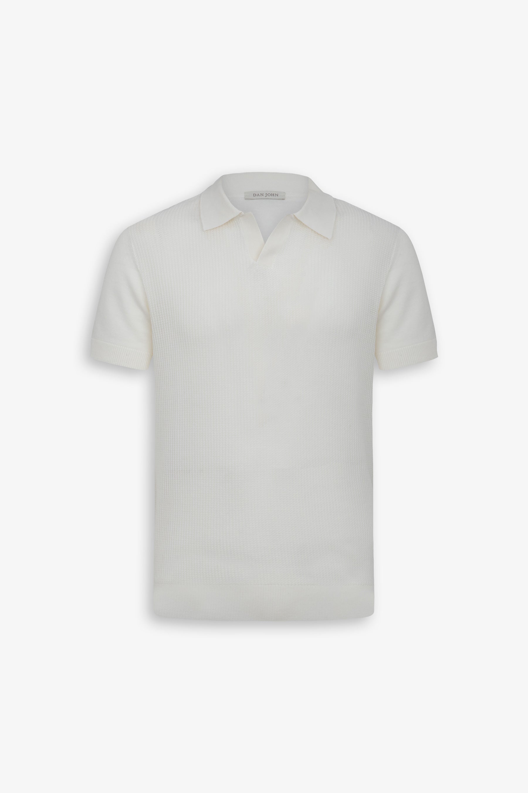 Polo in maglia collo aperto armaturata panna-Dan John