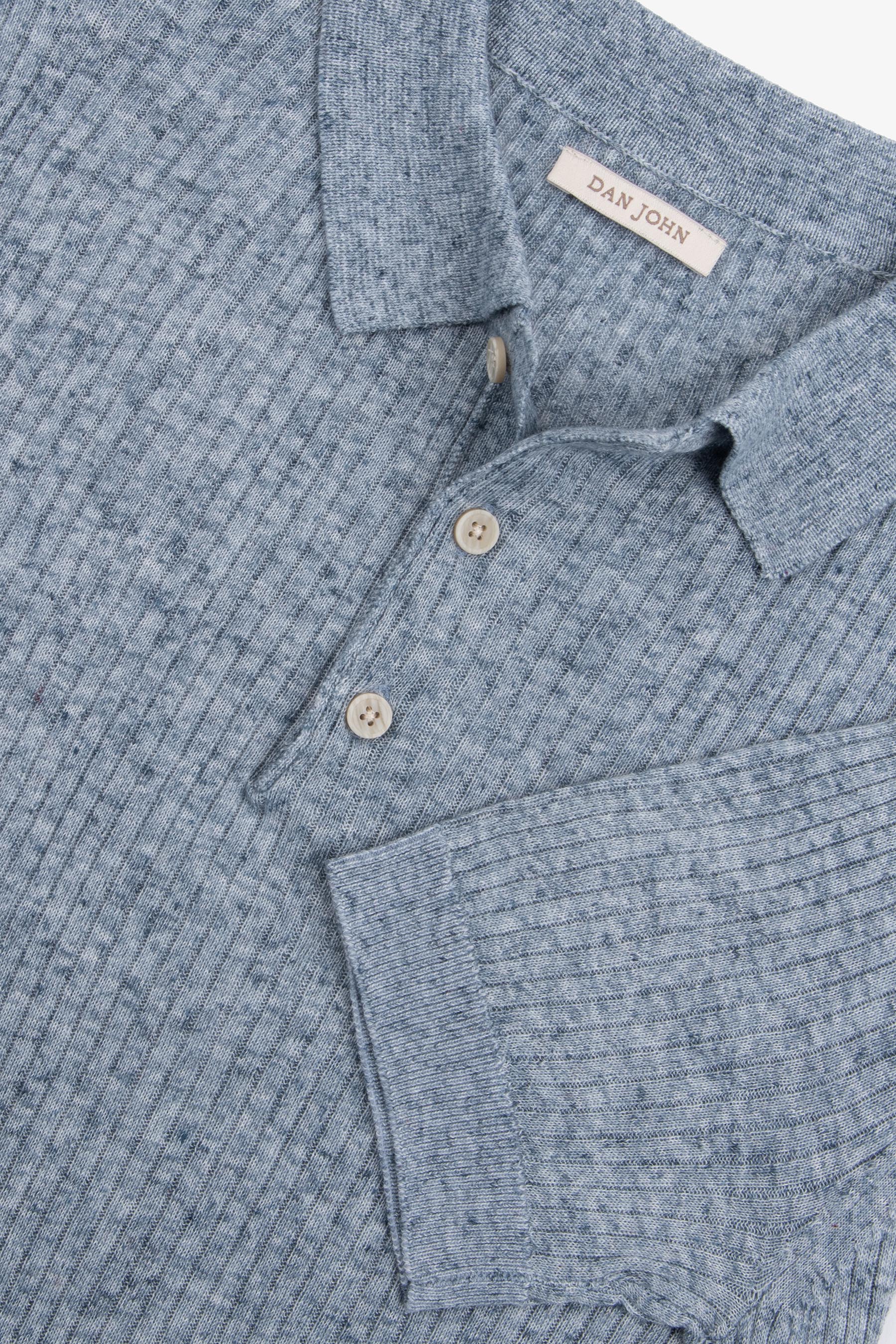 Polo in maglia costa piatta melange celeste-Dan John
