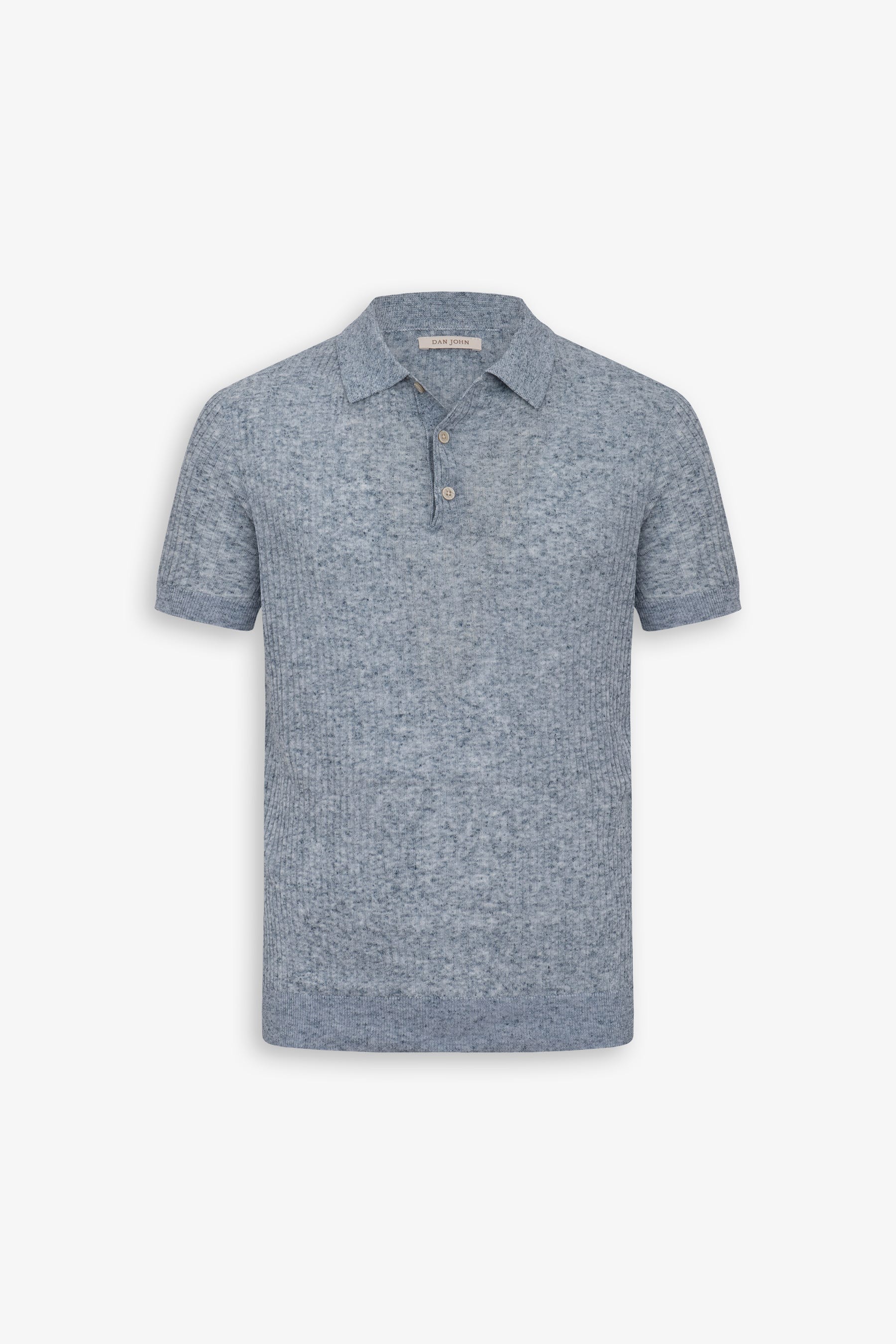 Polo in maglia costa piatta melange celeste-Dan John