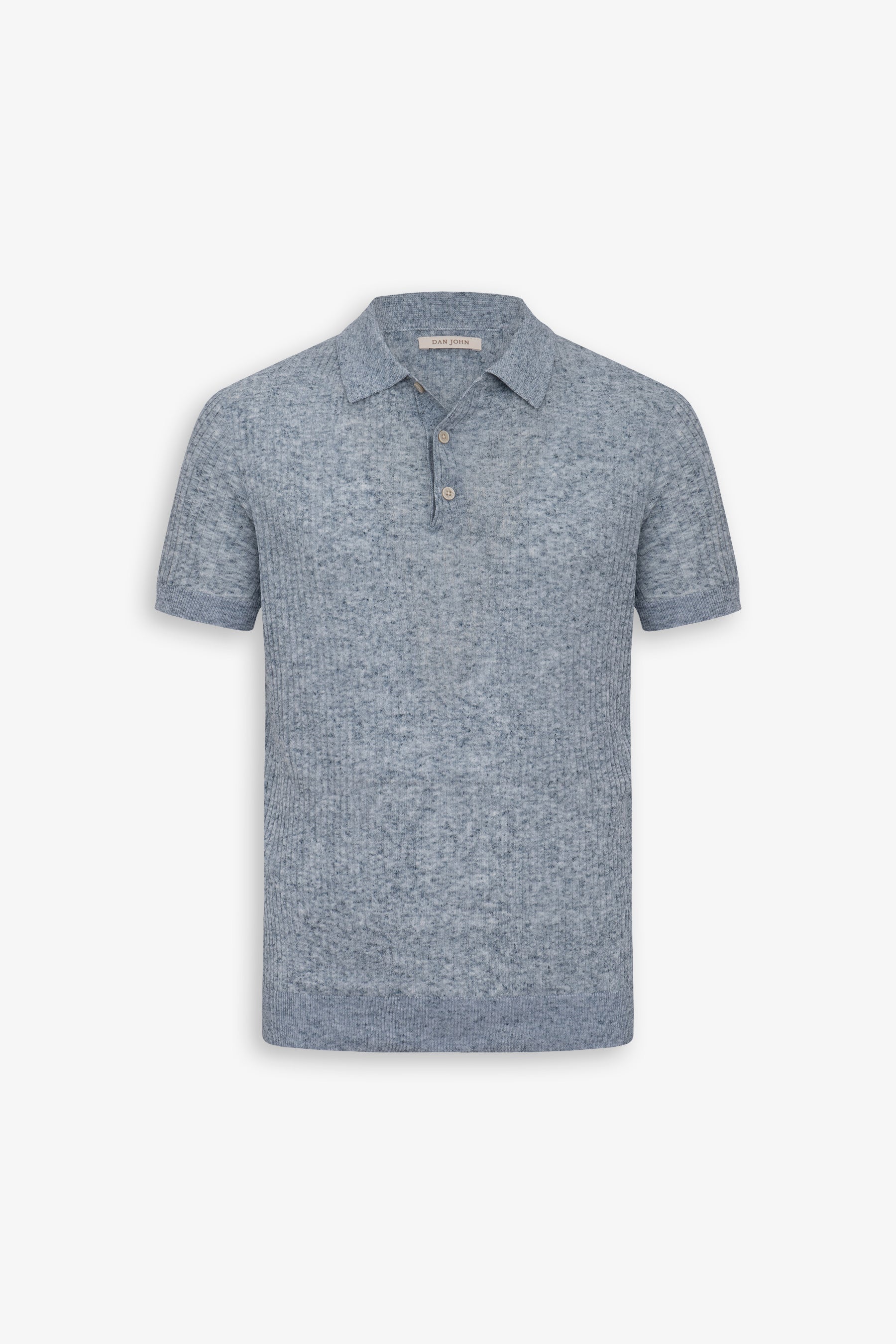 Polo in maglia costa piatta melange celeste-Dan John