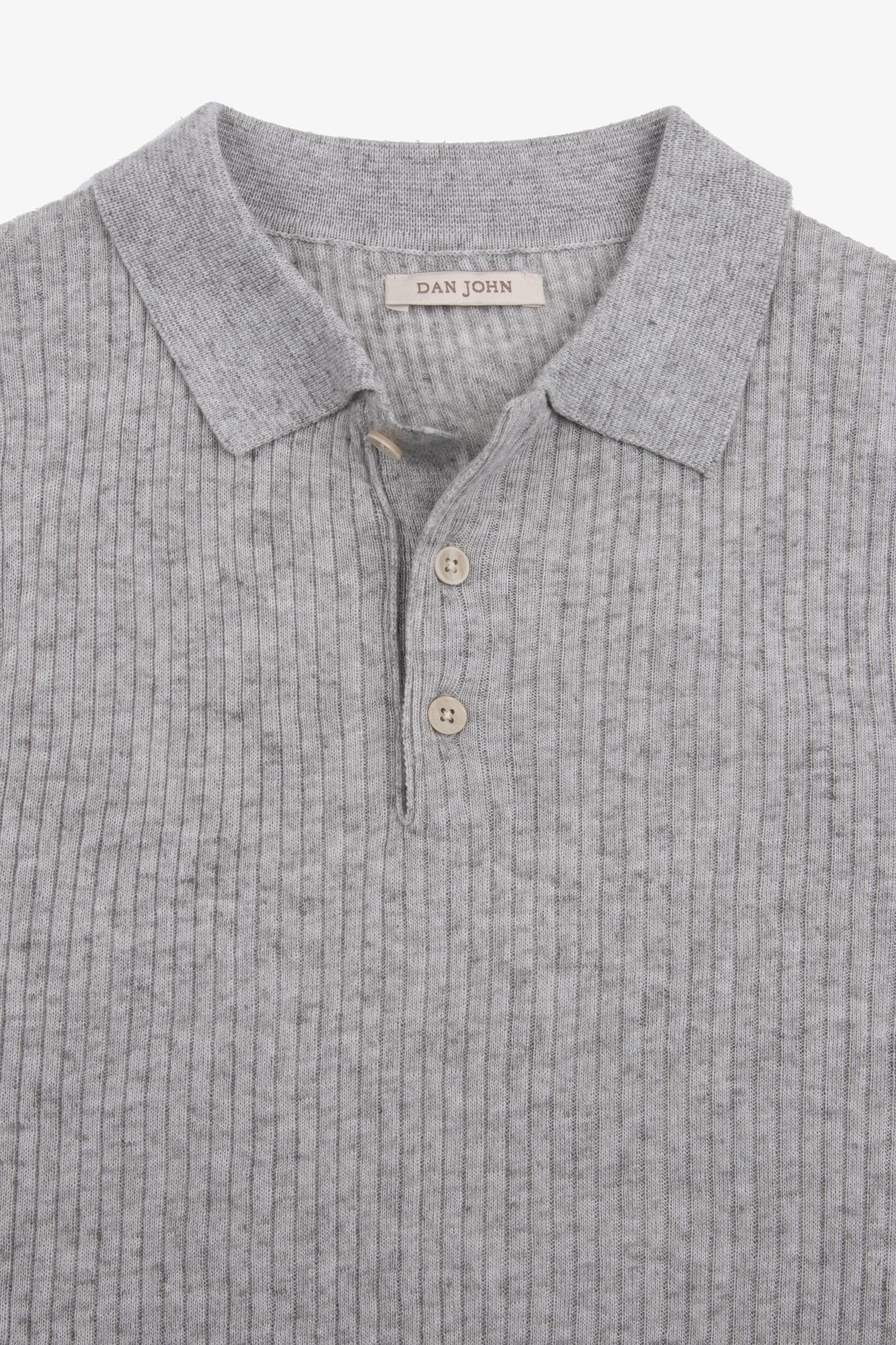 Polo in maglia costa piatta melange grigia-Dan John