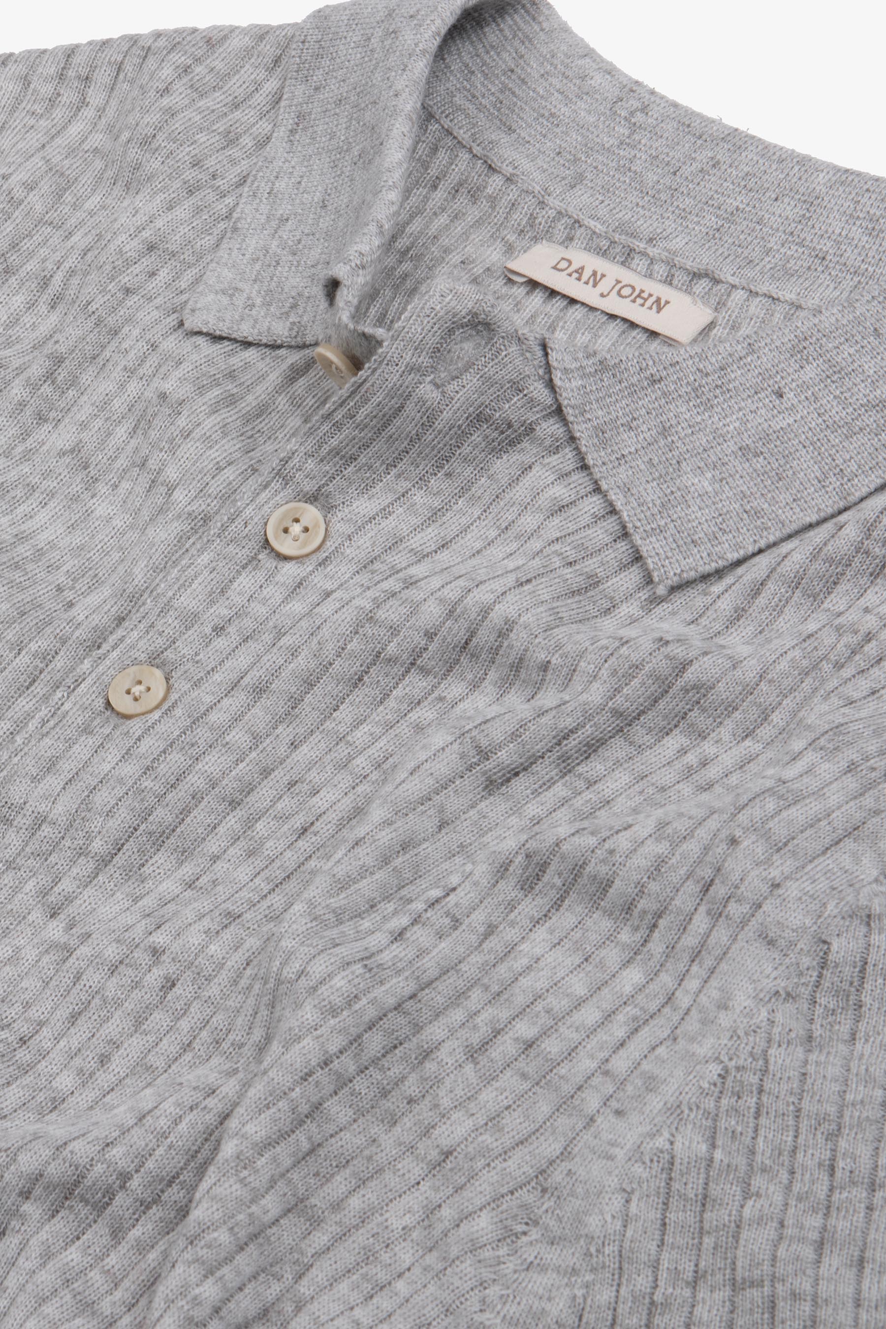 Polo in maglia costa piatta melange grigia-Dan John