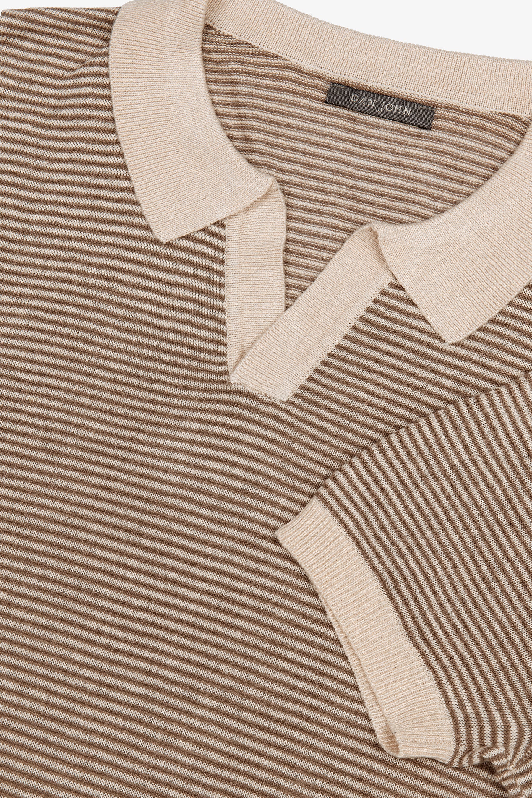 Polo in maglia righe fine collo aperto terra-Dan John