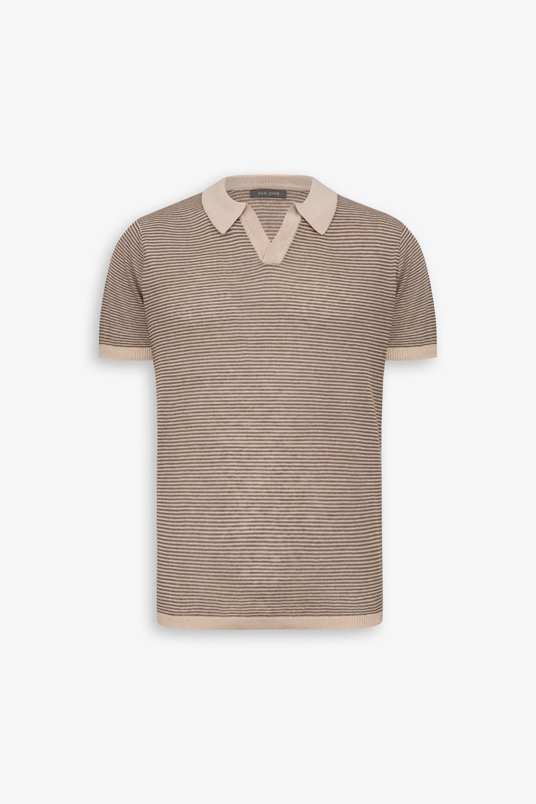 Polo in maglia righe fine collo aperto terra-Dan John