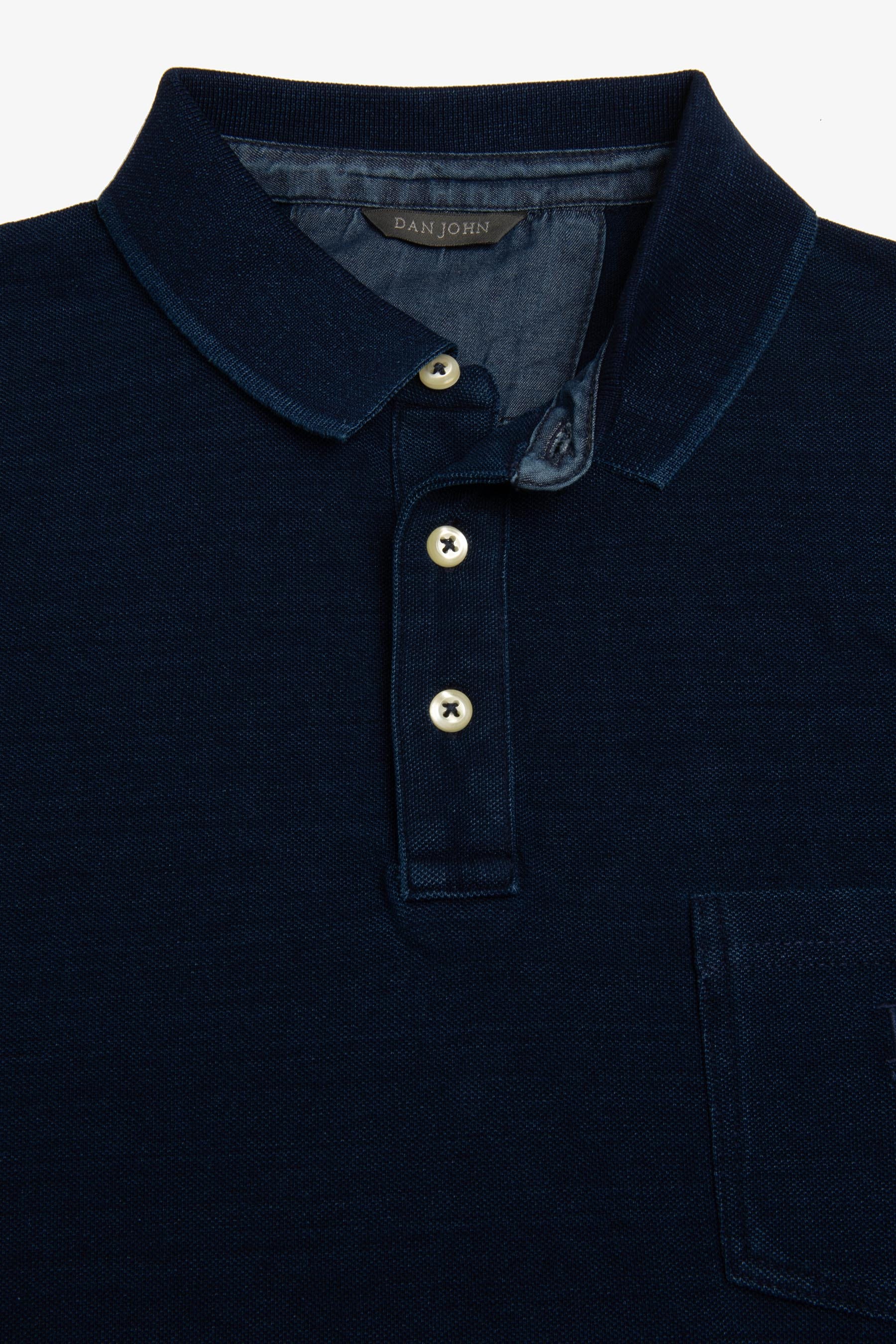 Polo piquet di cotone denim-Dan John