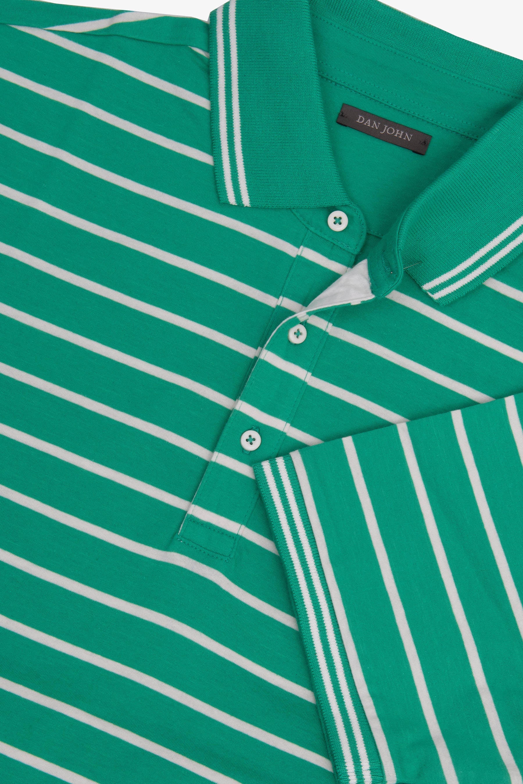 Polo rigata in jersey smeraldo-Dan John
