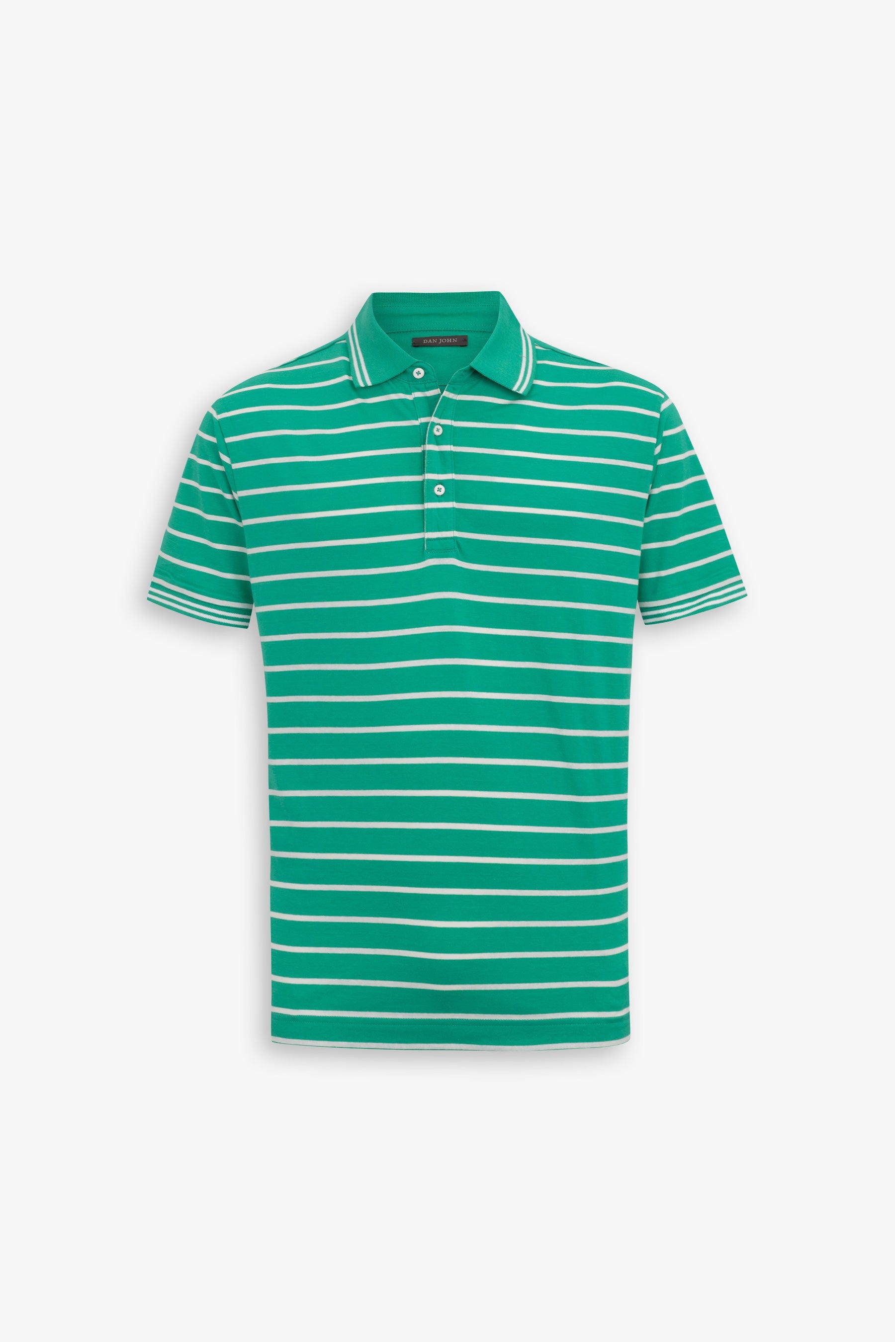 Polo rigata in jersey smeraldo-Dan John