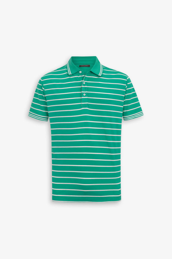 Polo rigata jersey smeraldo