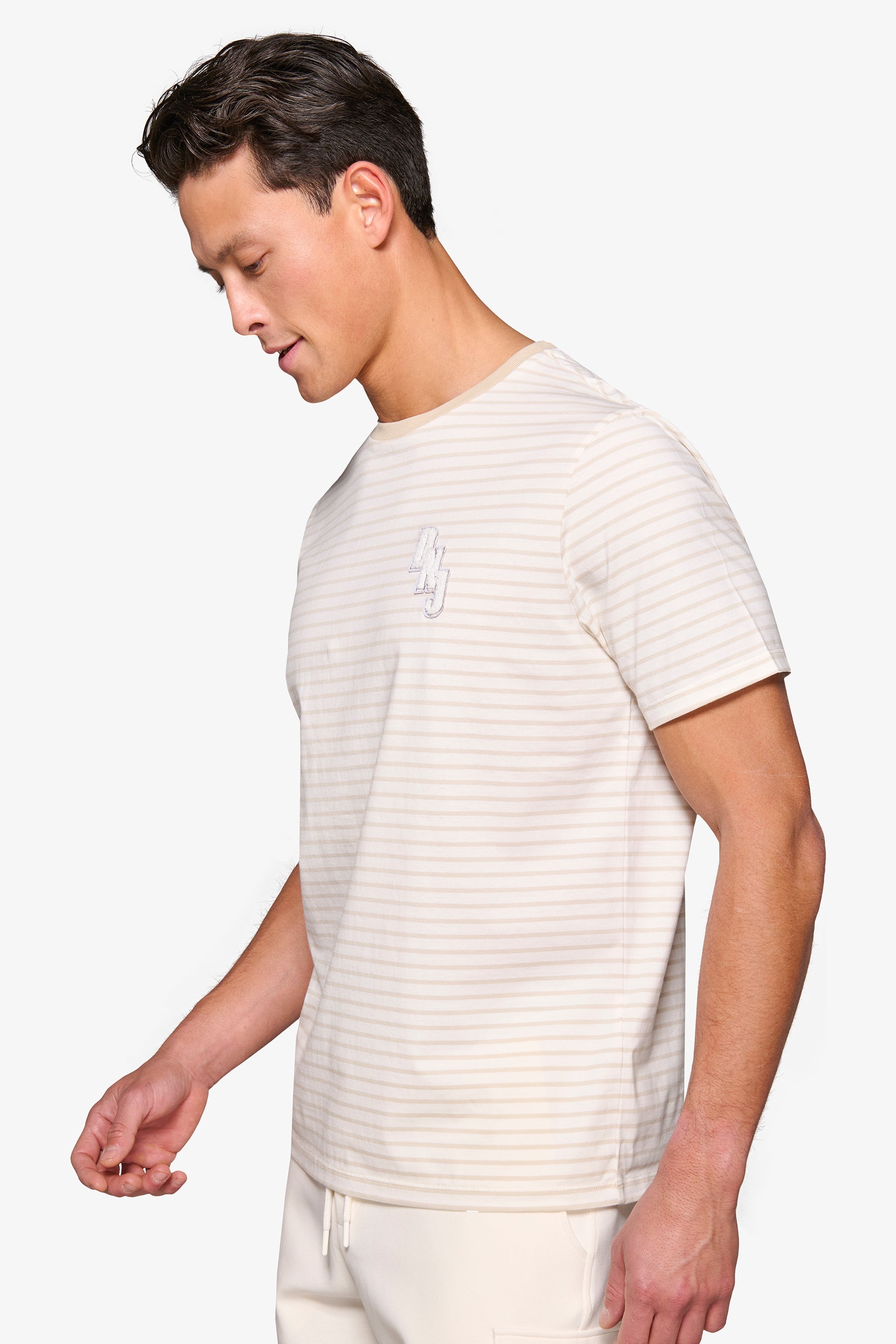T-shirt a righe DNJ crema-Dan John