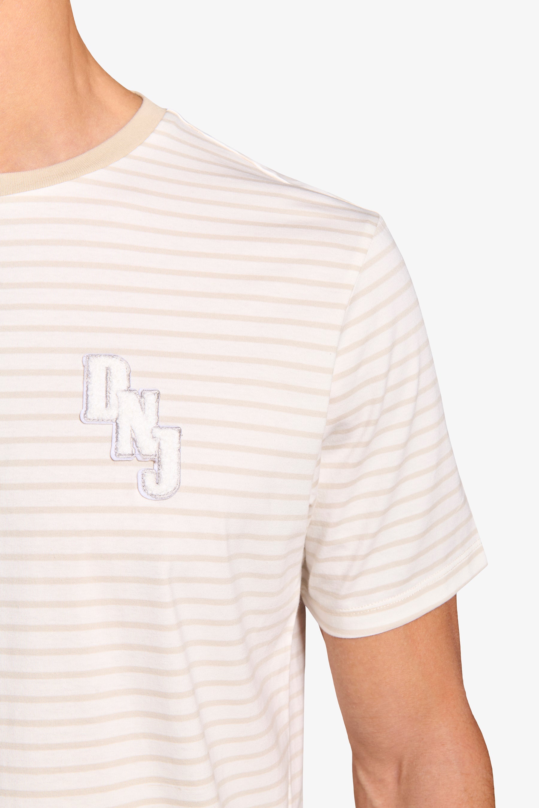 T-shirt a righe DNJ crema-Dan John