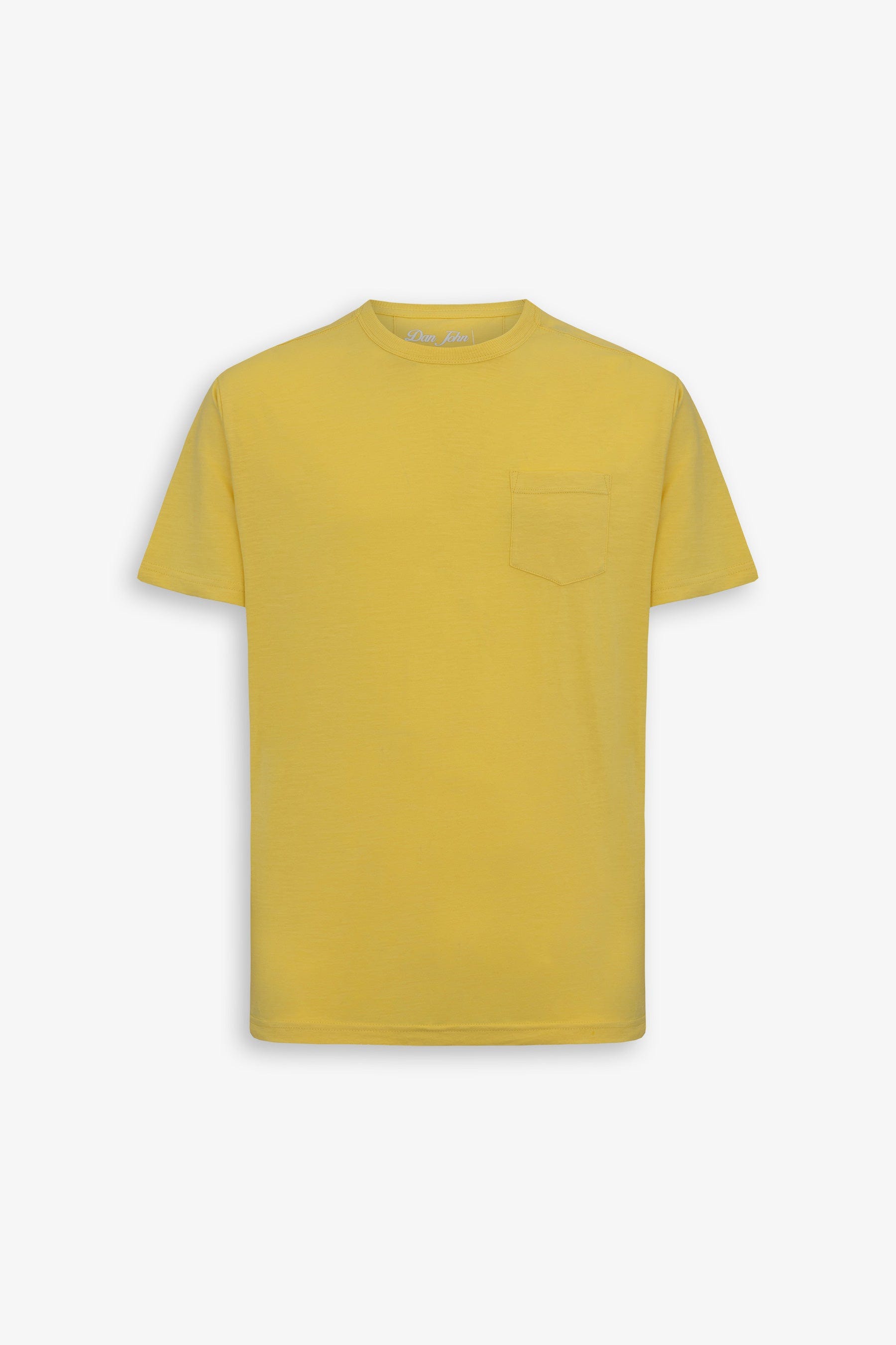 T-shirt girocollo con taschino gialla-Dan John