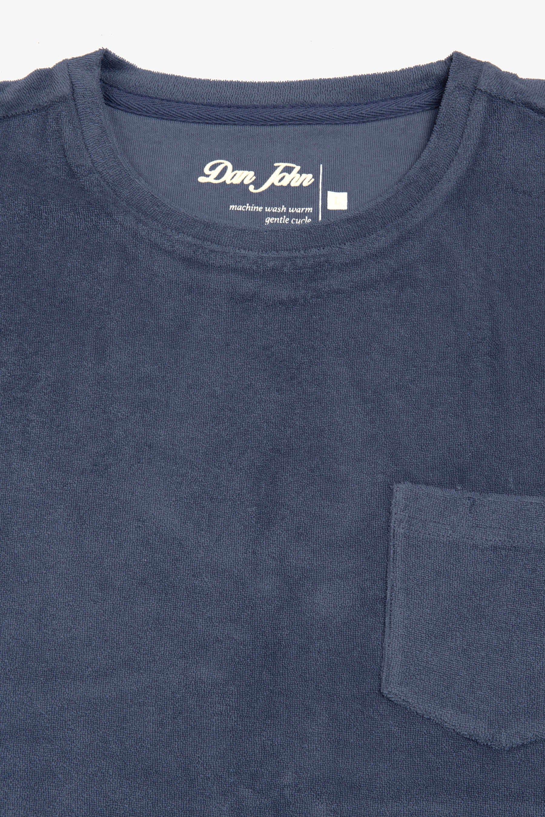 T-shirt girocollo effetto spugna indaco-Dan John