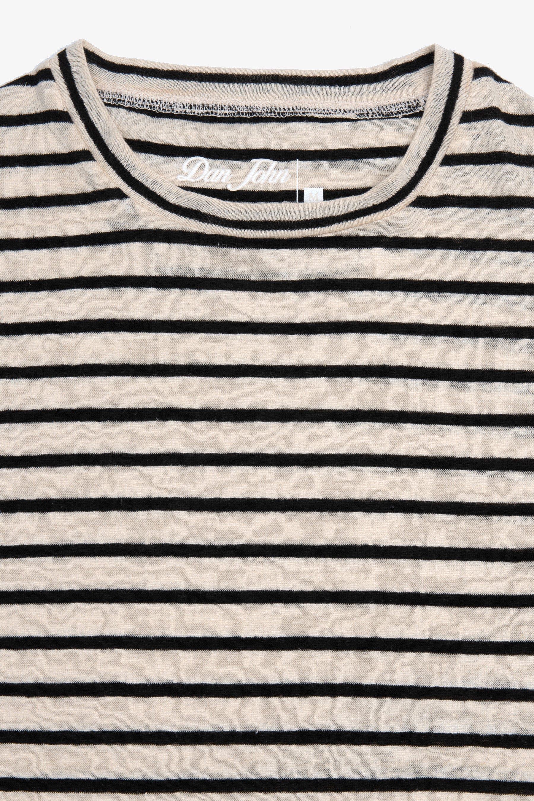 T-shirt in maglia a righe ecru-Dan John