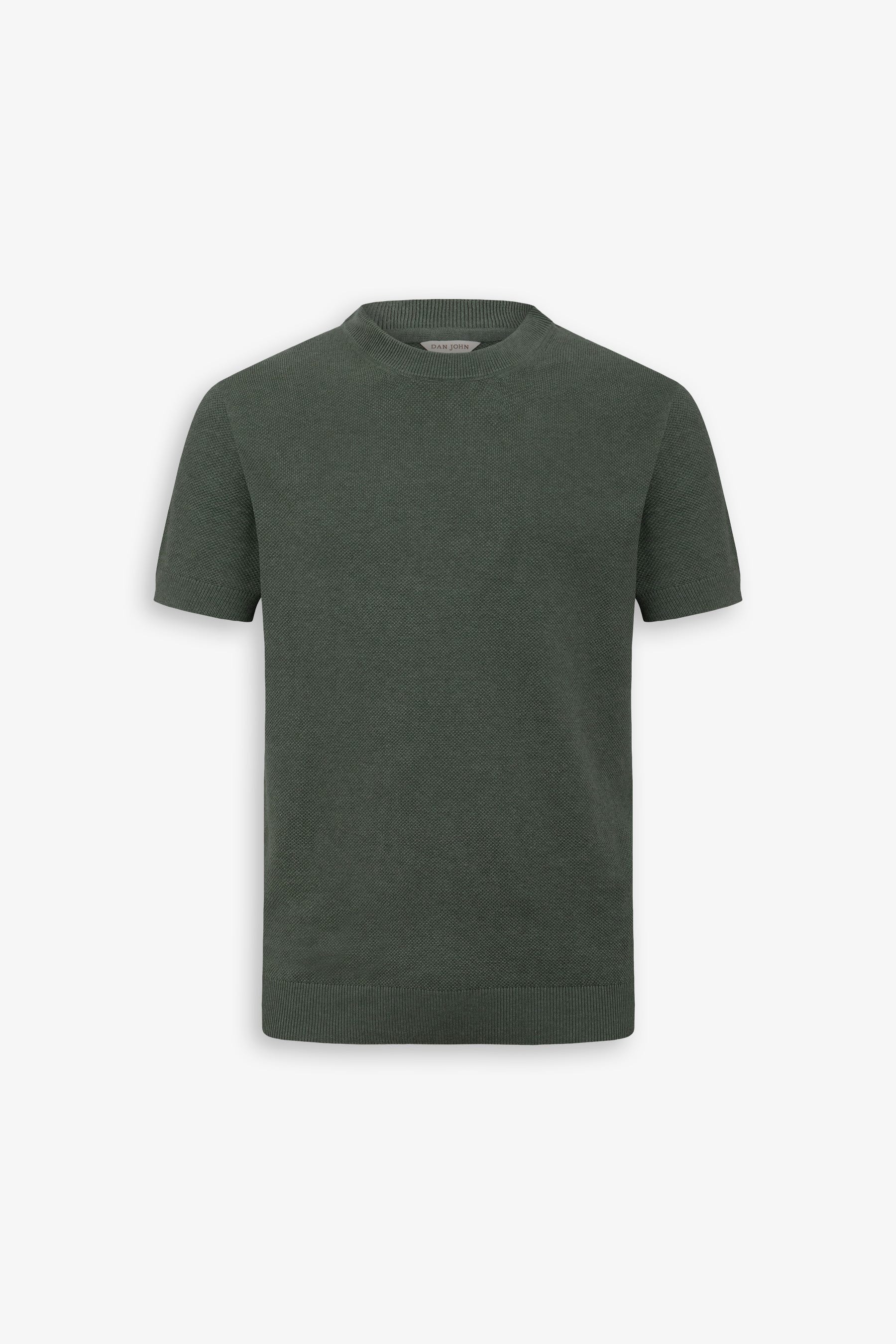T-shirt in maglia armaturata verde-Dan John