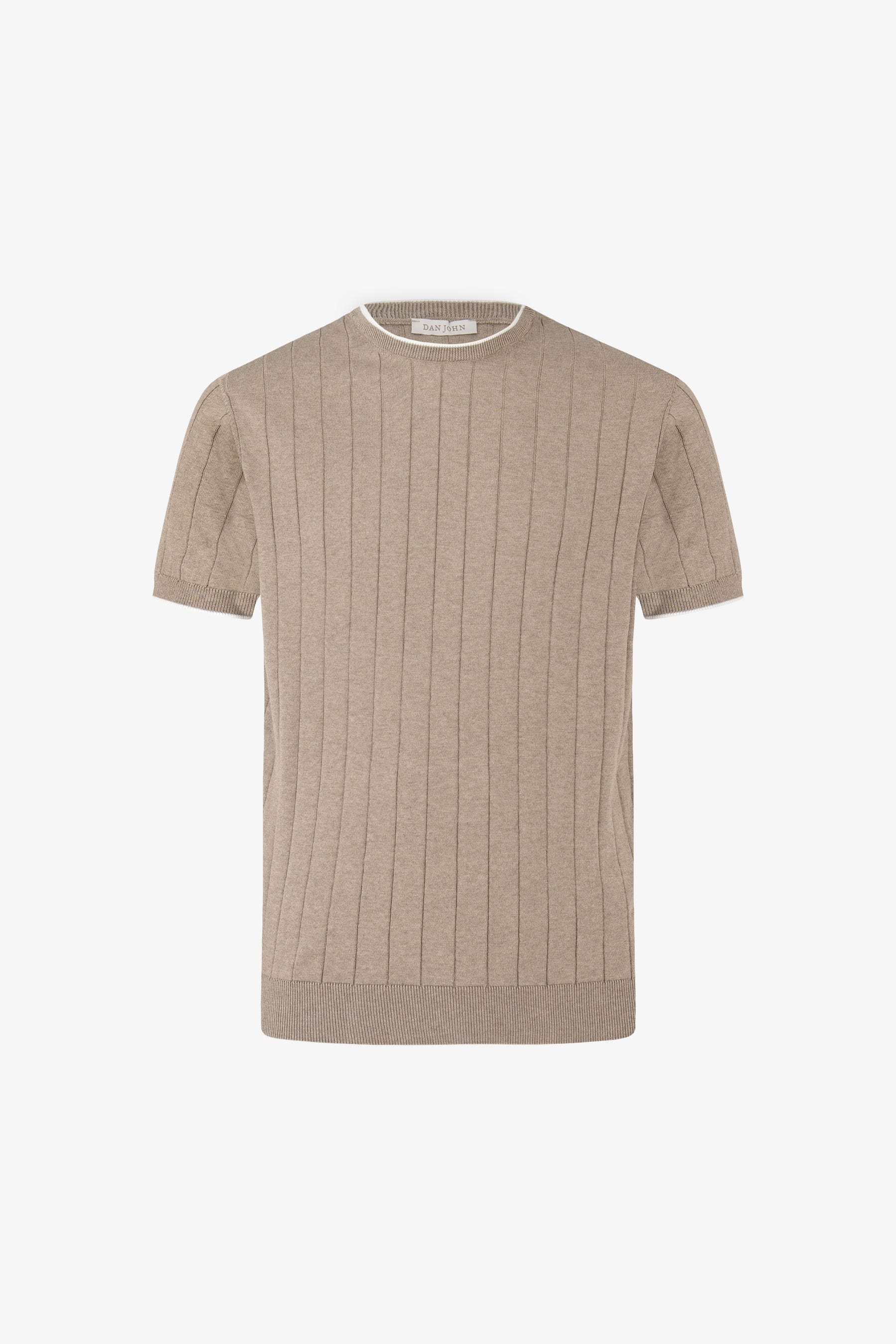 T-shirt in maglia costa piatta tortora-Dan John