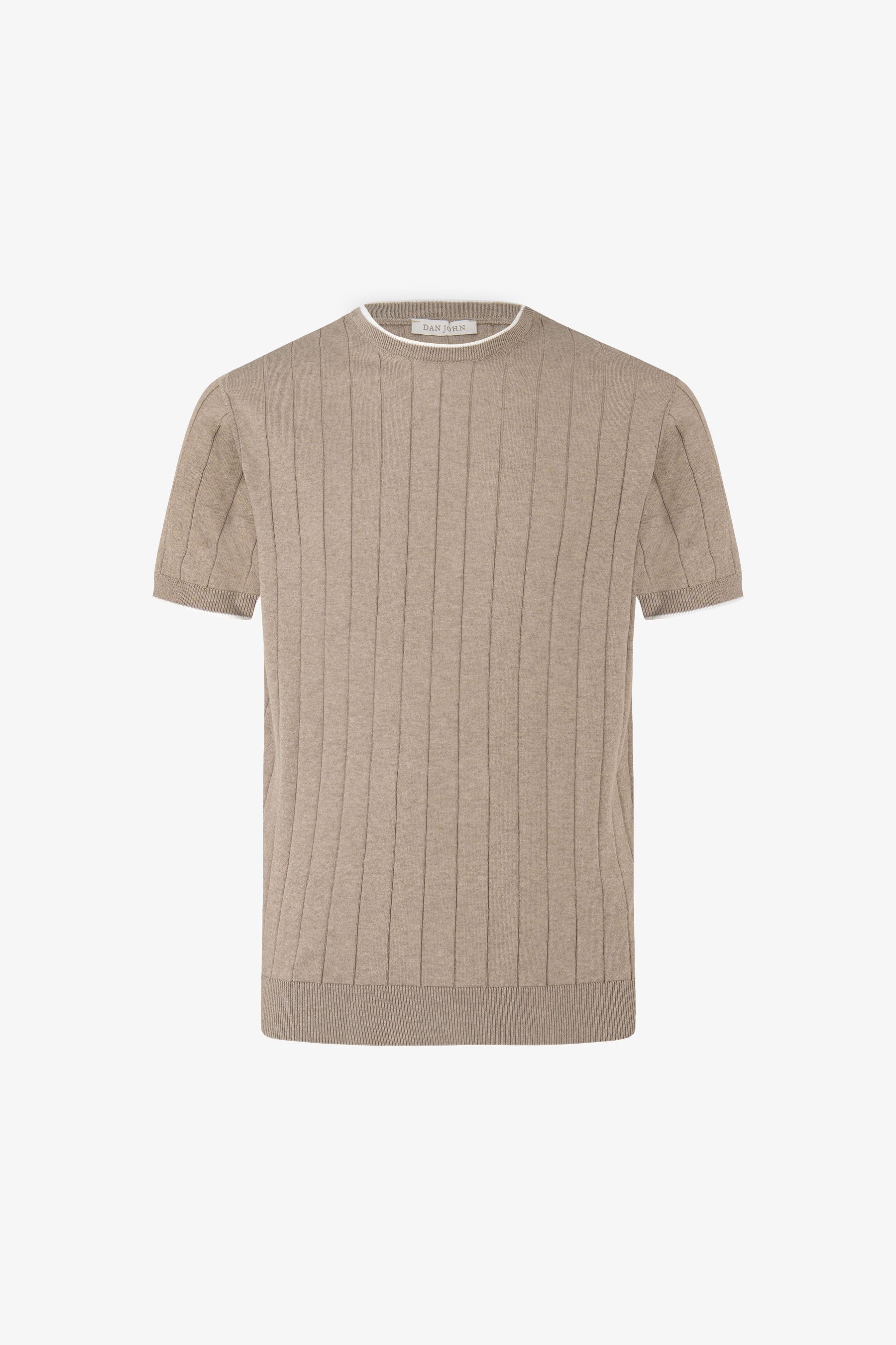 T-shirt in maglia costa piatta tortora-Dan John
