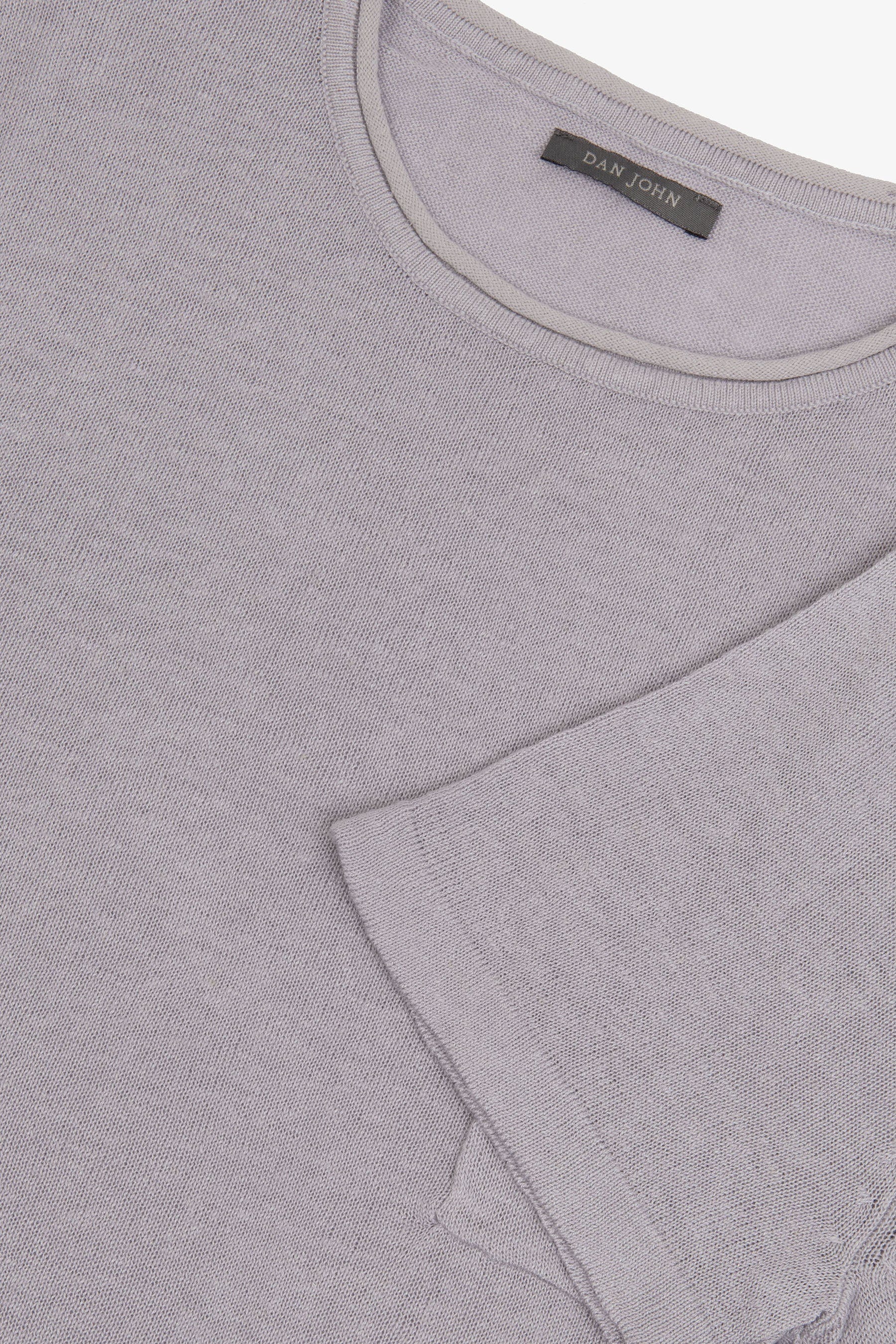 T-shirt in maglia misto lino con taschino lavanda-Dan John