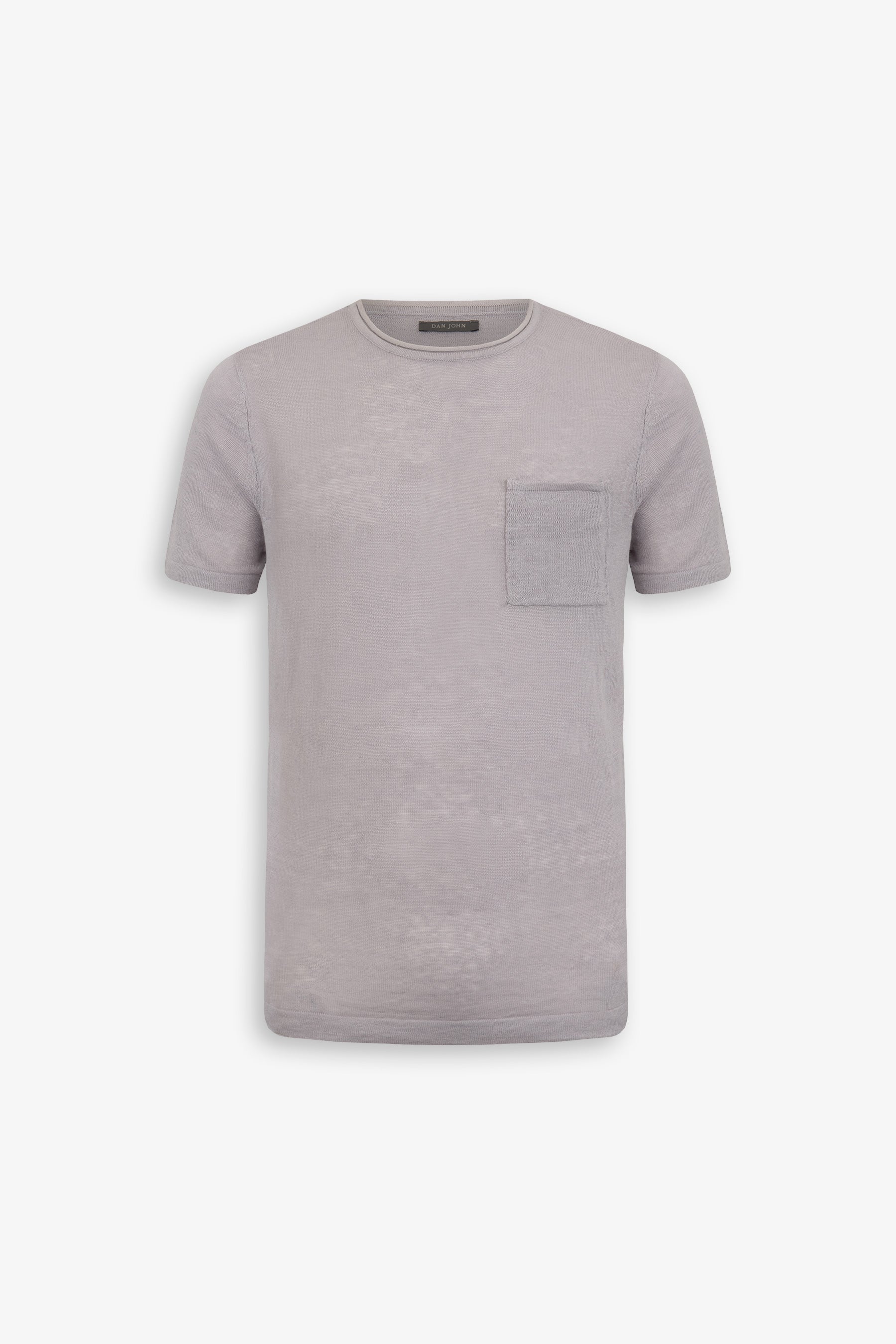 T-shirt in maglia misto lino con taschino lavanda-Dan John