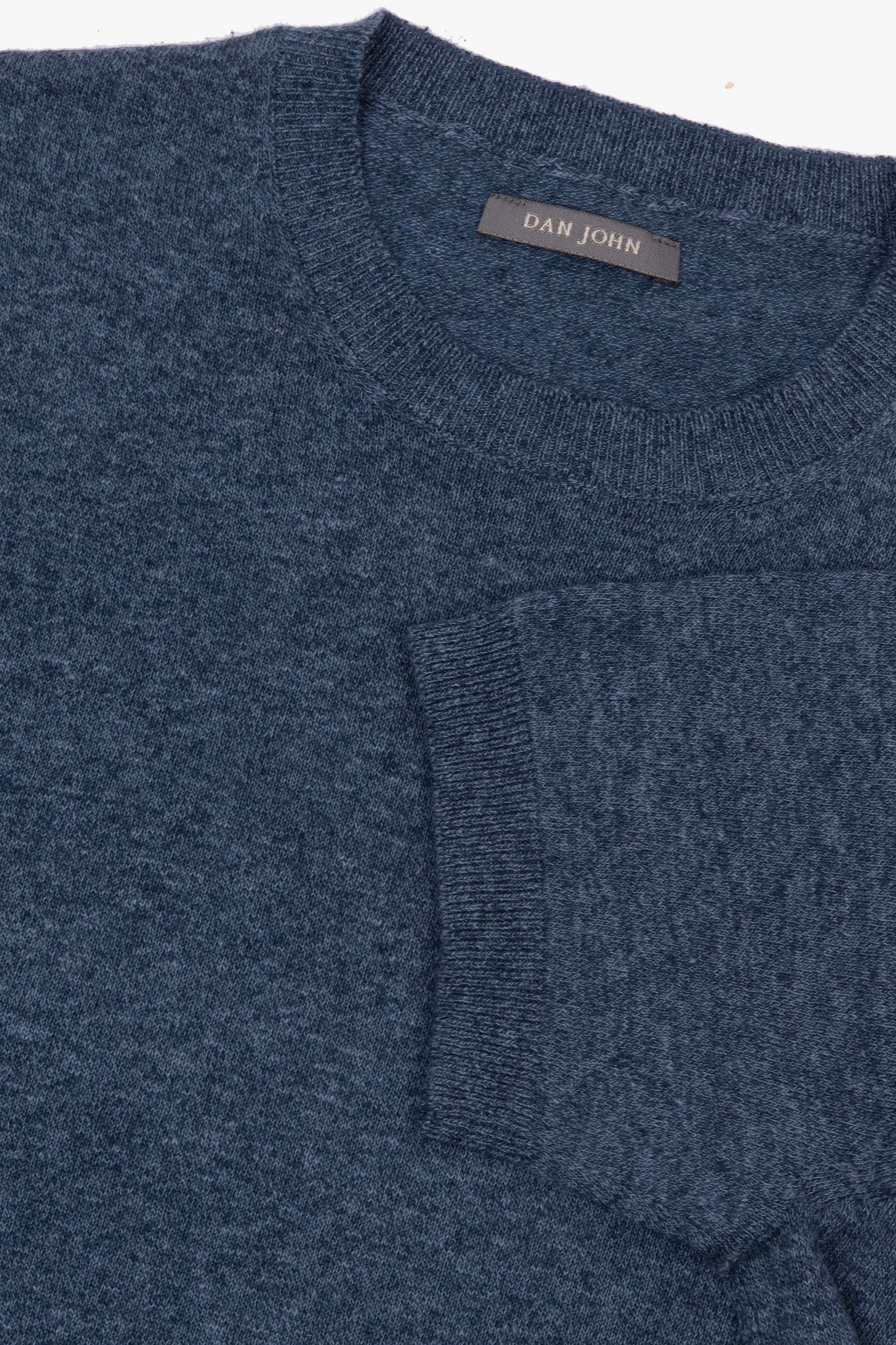 T-shirt in maglia misto lino indaco-Dan John