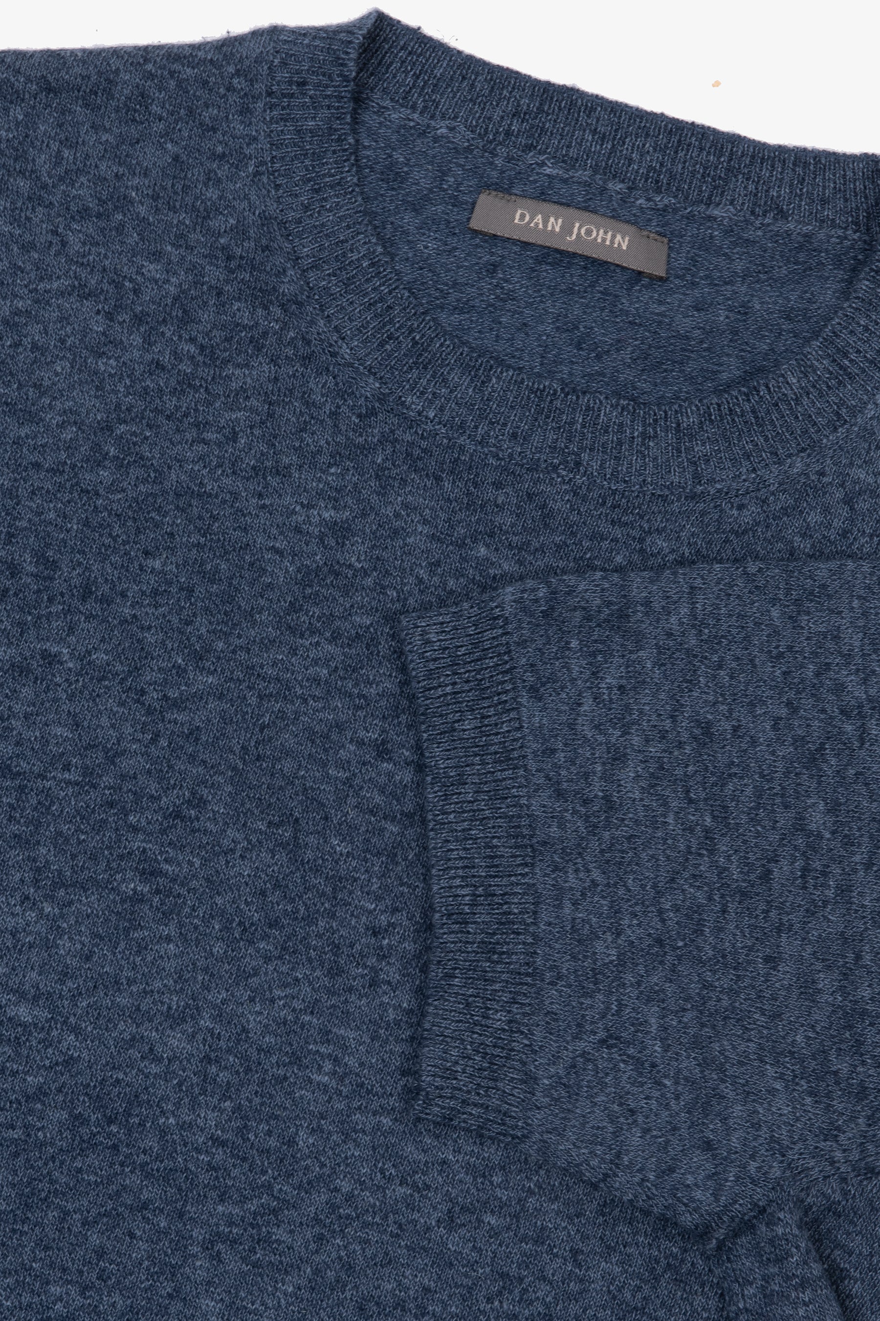 T-shirt in maglia misto lino indaco-Dan John
