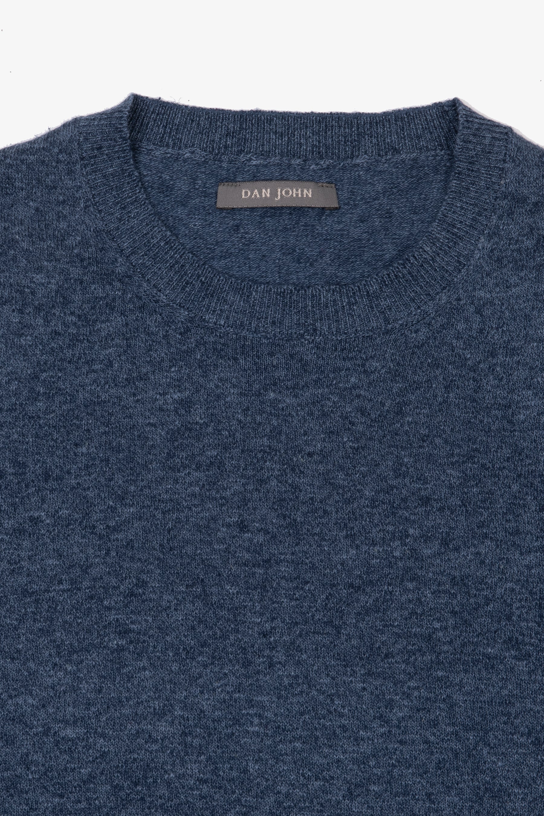 T-shirt in maglia misto lino indaco-Dan John