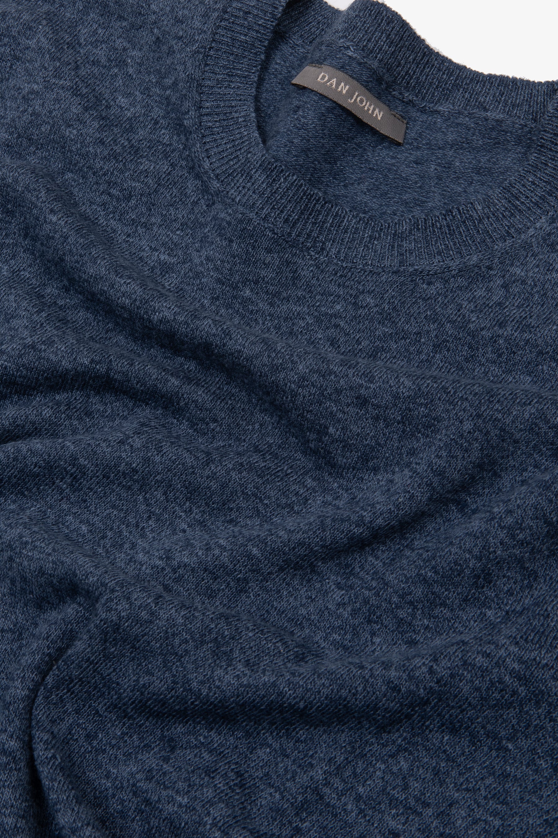 T-shirt in maglia misto lino indaco-Dan John